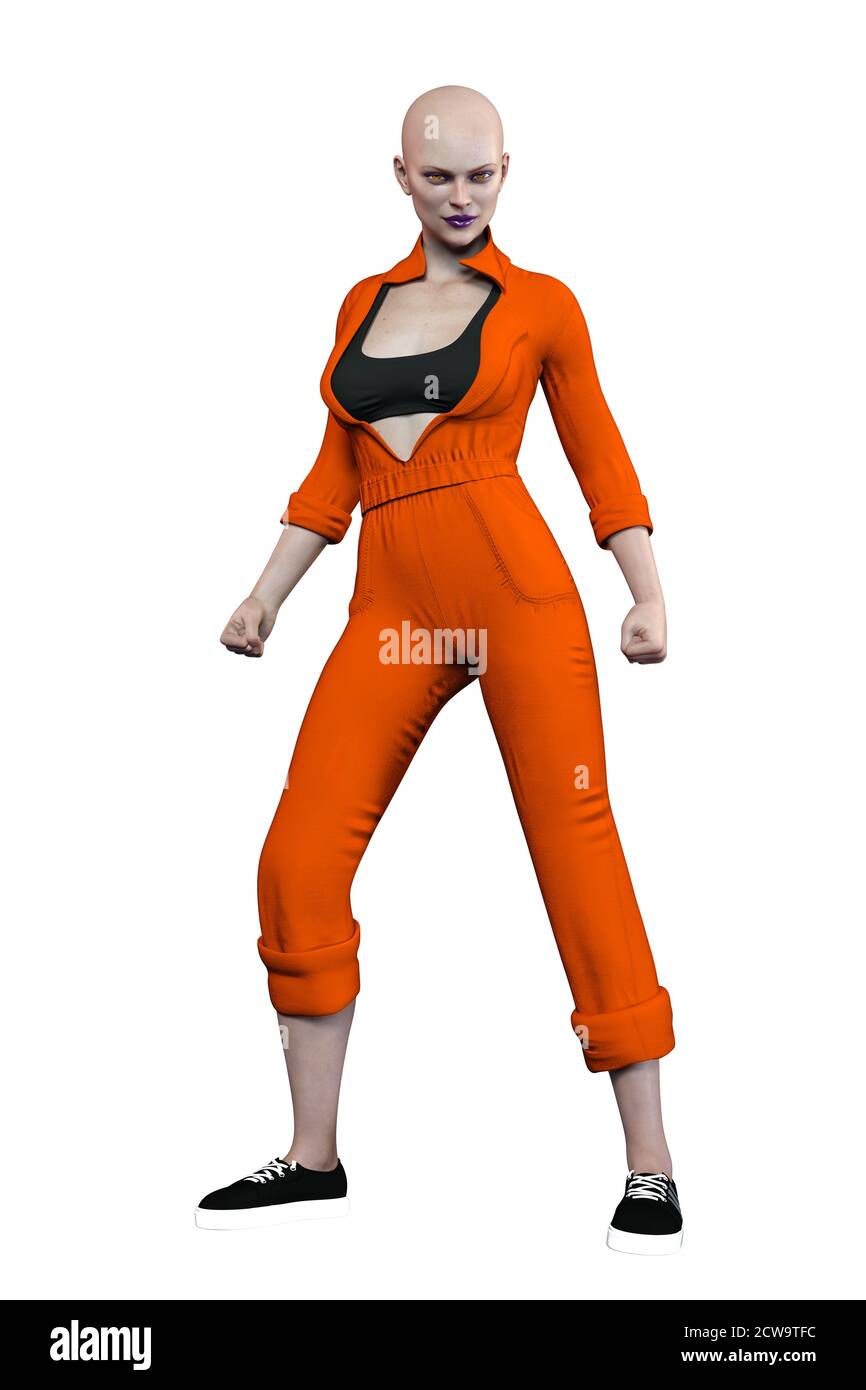 Urban Fantasy Prison Woman, 3D-Rendering, 3D-Illustration Stockfoto