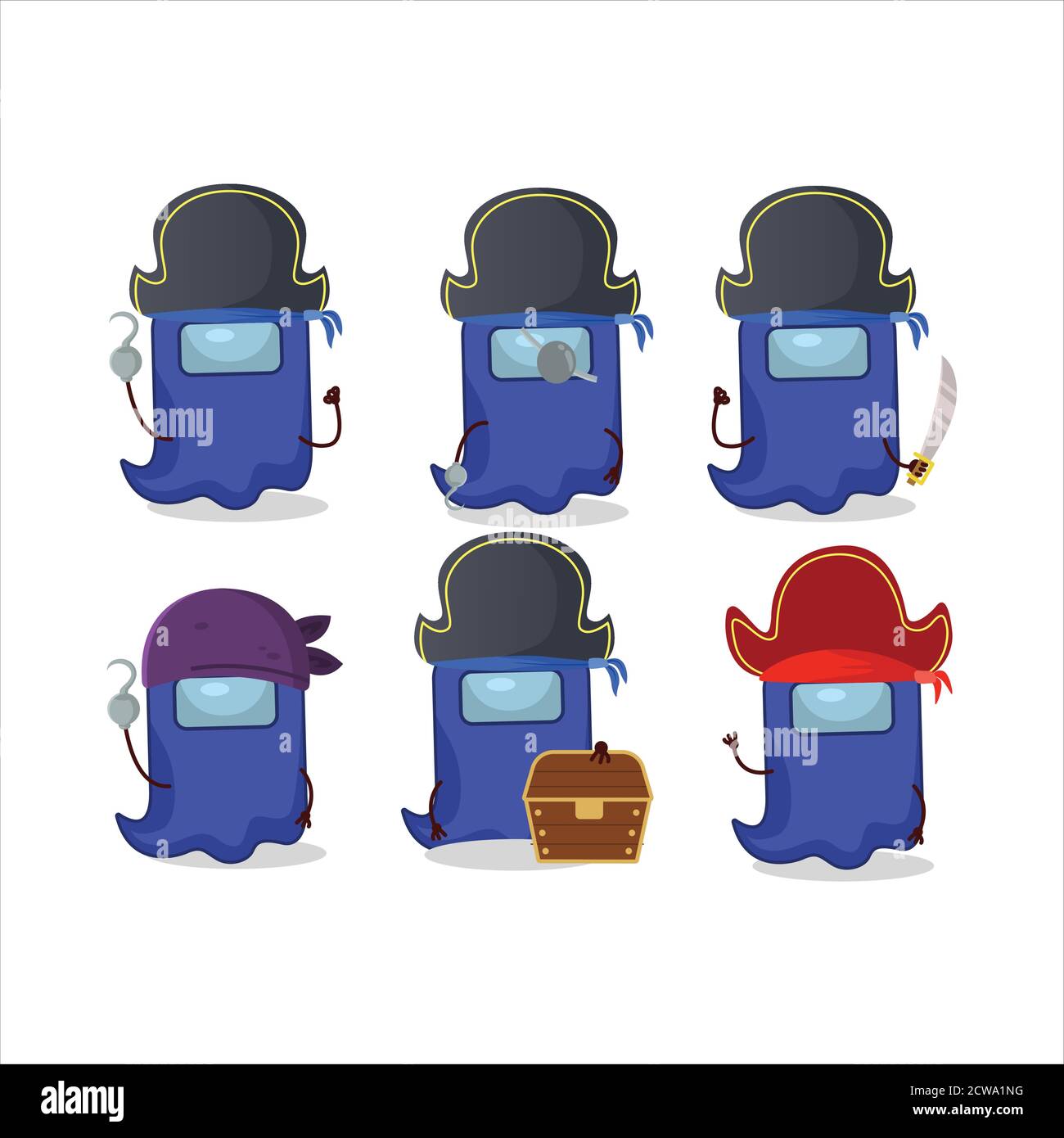 Ghost Among US blau Cartoon-Charakter mit trauriger Ausdruck Stock Vektor