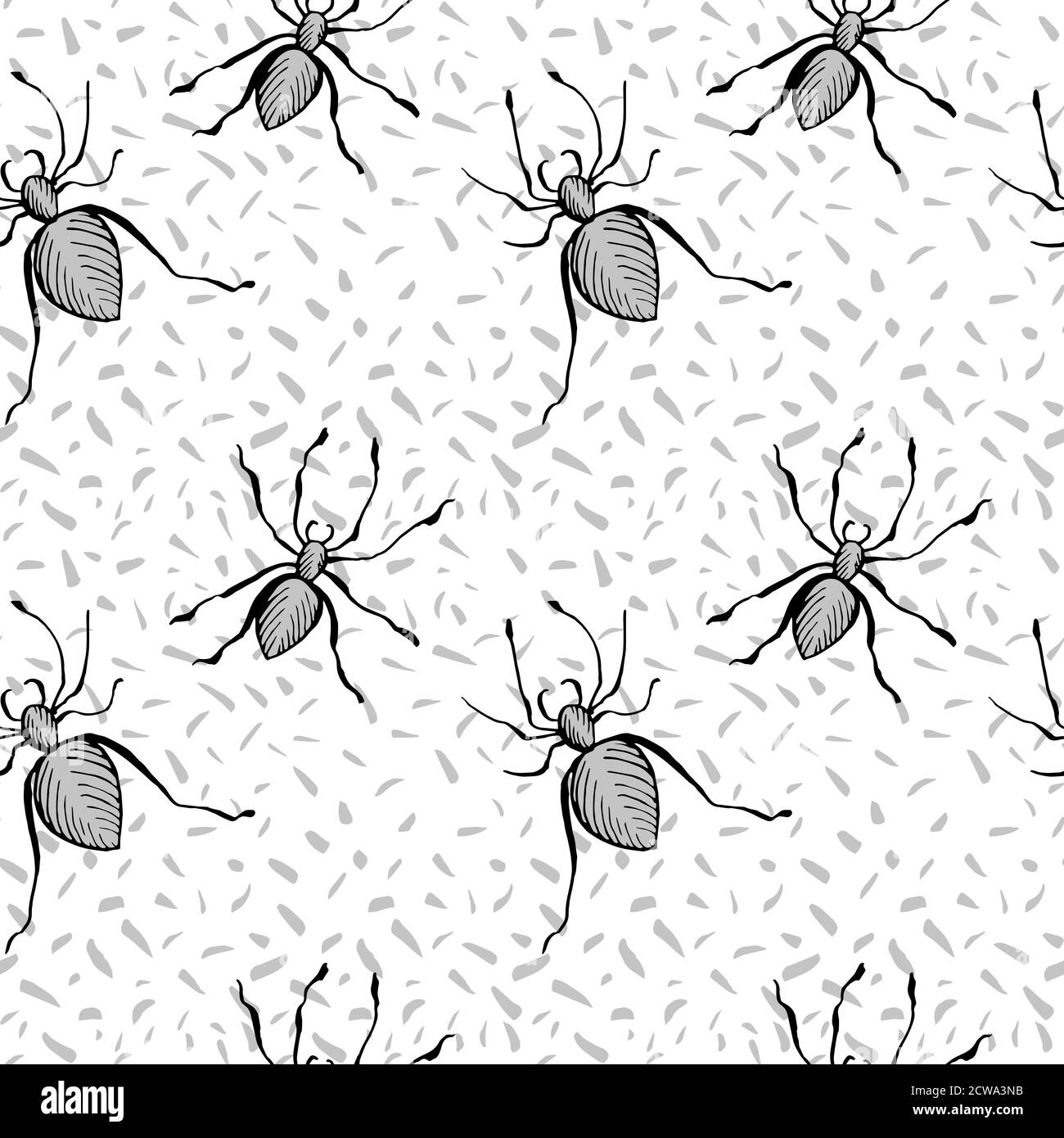 Halloween nahtlose Muster mit Spinne, weißem Hintergrund, Vektor endlose Illustration Stock Vektor