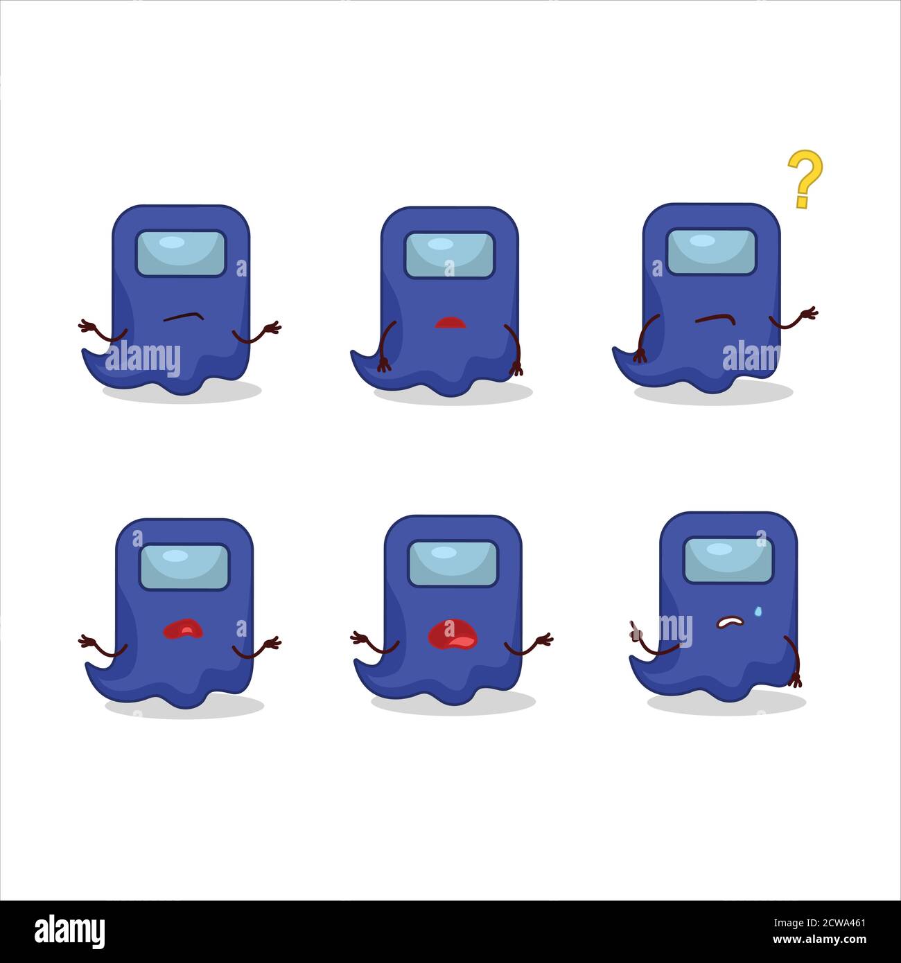 Cartoon Charakter des Geistes unter uns blau mit welchem Ausdruck Stock Vektor