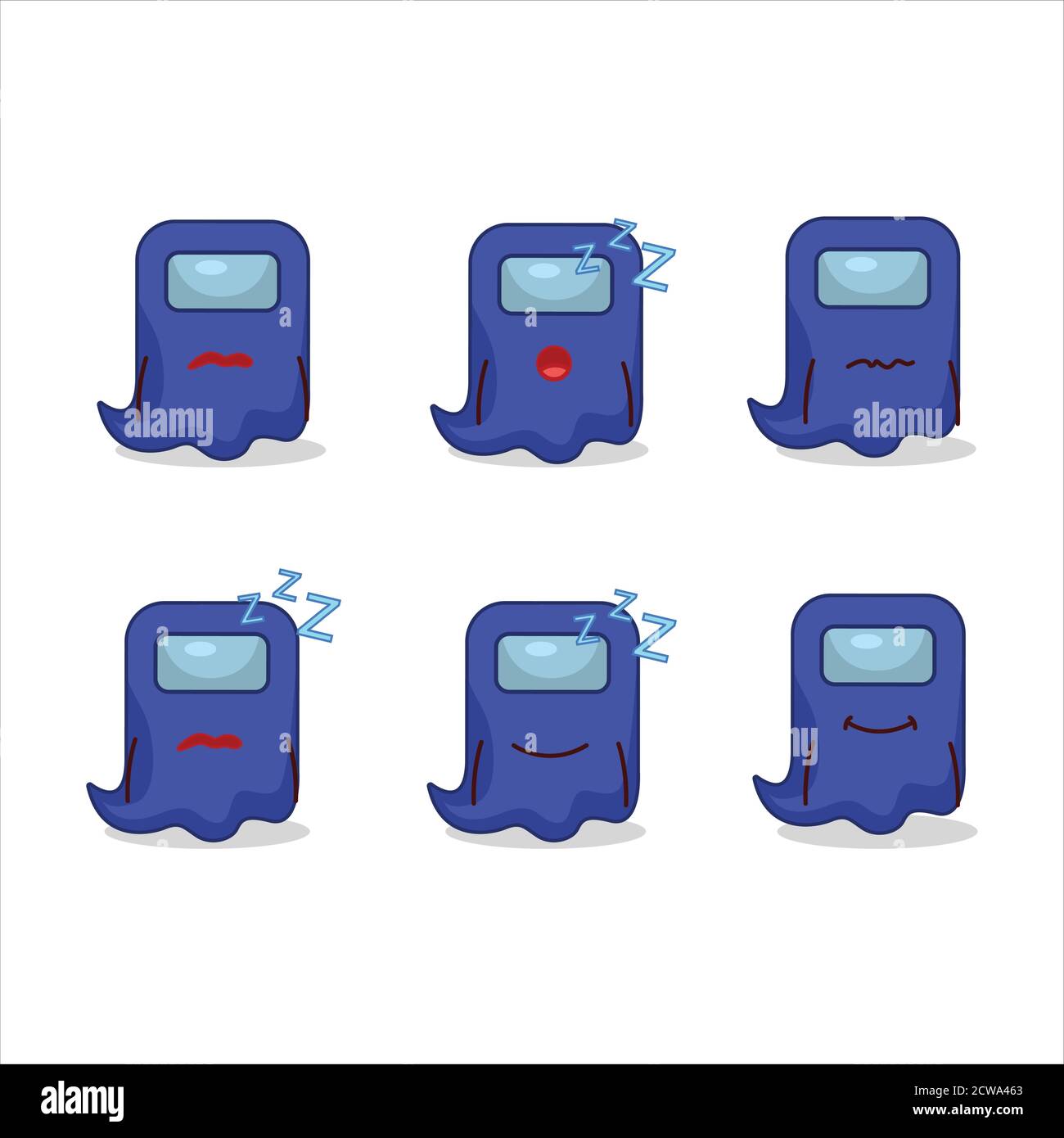 Cartoon-Charakter der Geist unter uns blau mit schläfrigen Ausdruck Stock Vektor