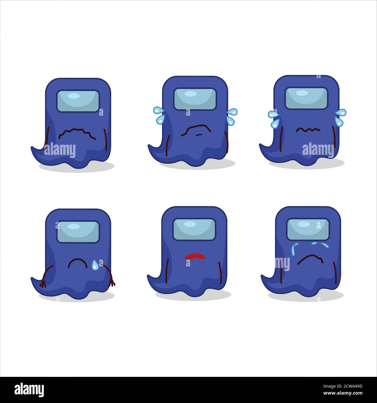 Ghost Among US blau Cartoon-Charakter mit trauriger Ausdruck Stock Vektor