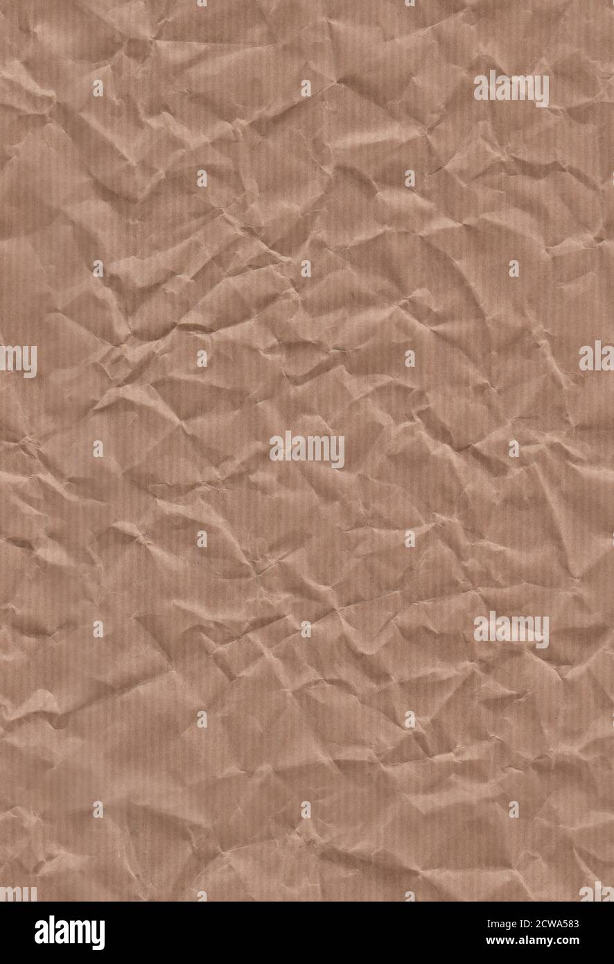 Nahtloses Muster mit einer Textur aus zerknittertem und gestrecktem Kraftpapier. Stockfoto
