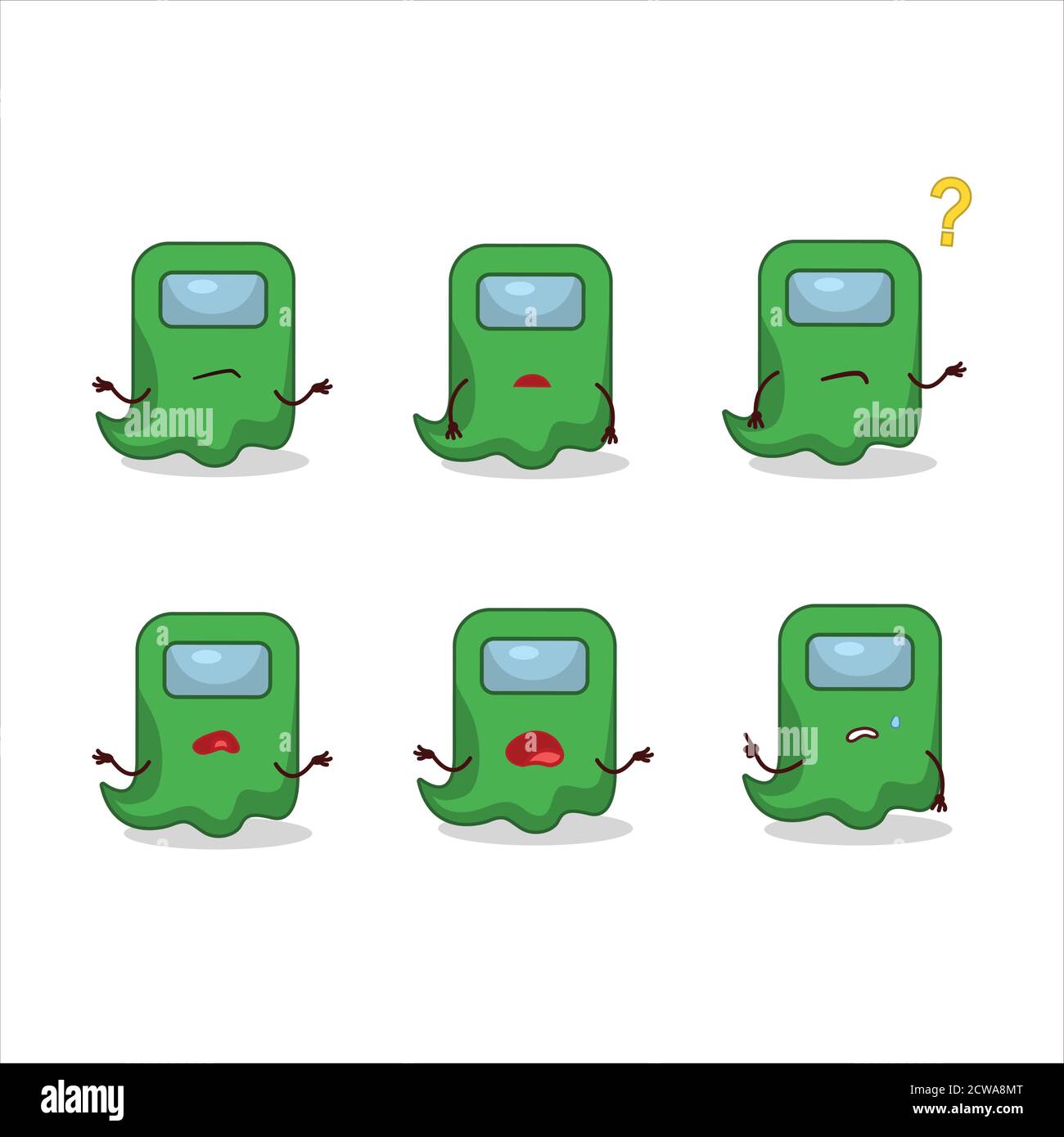 Cartoon Charakter des Geistes unter uns grün mit welchem Ausdruck Stock Vektor
