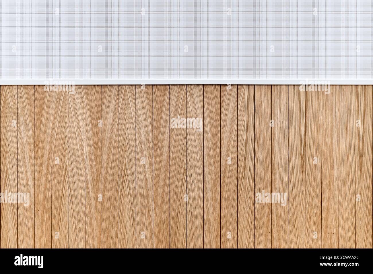 Holzlatten Wandpaneele in vertikalen parallelen Muster und kariert Musterhintergrund Stockfoto