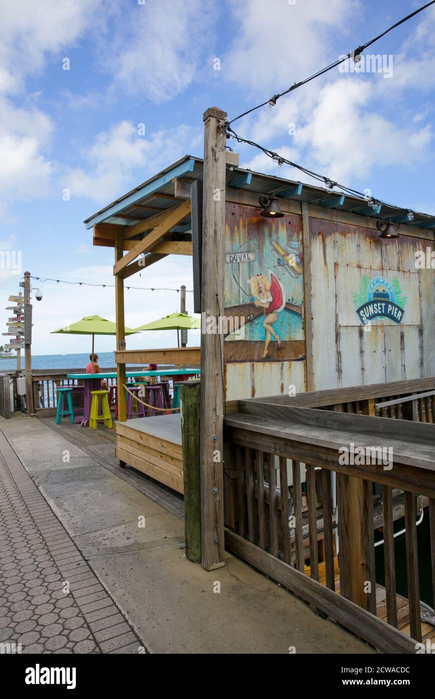 Morgen am Sunset Pier, Key West, Florida Stockfoto