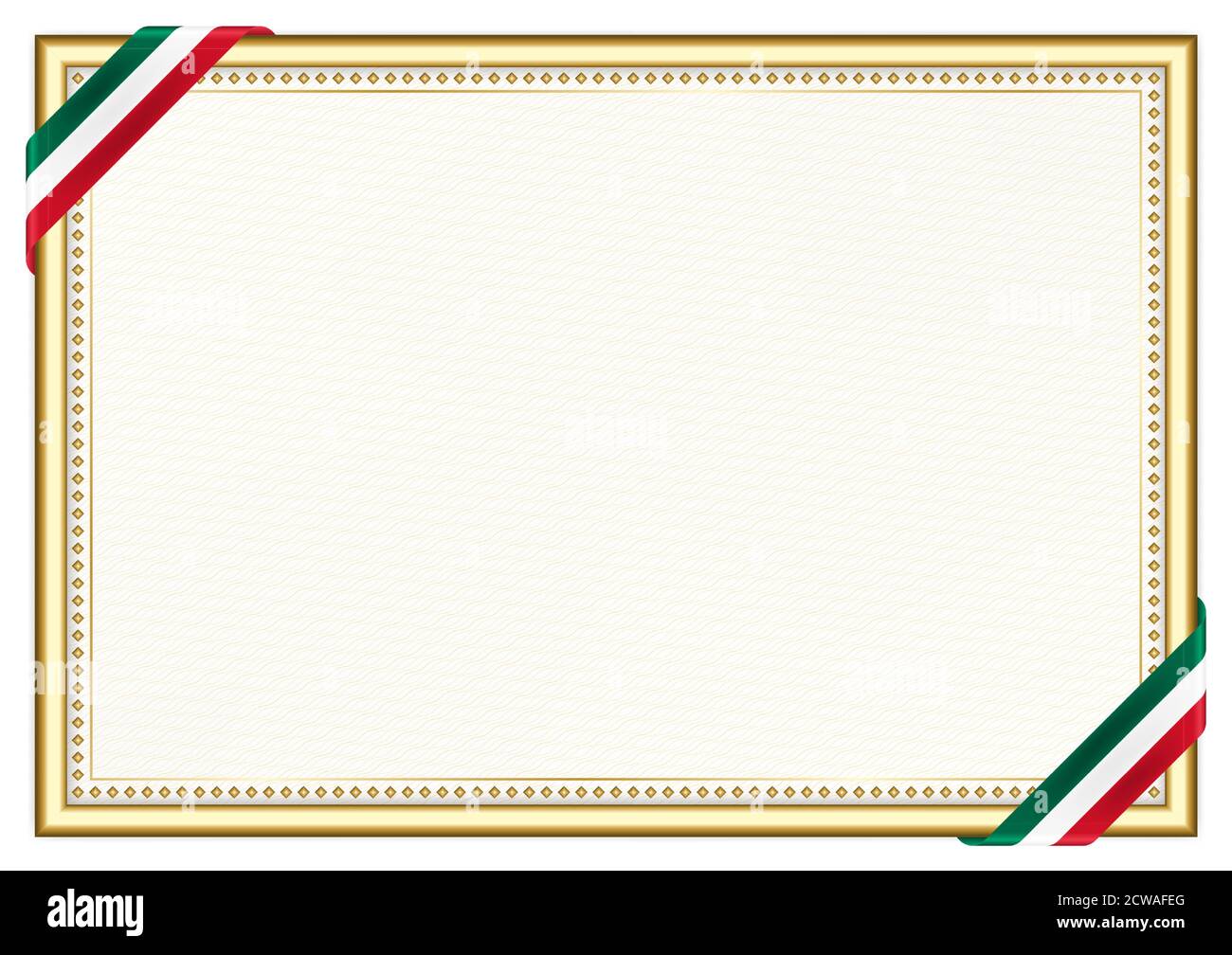 Horizontaler Rahmen und Grenze zu Mexiko Flag, Vorlagenelemente für Ihr Zertifikat und Diplom. Vektor. Stock Vektor