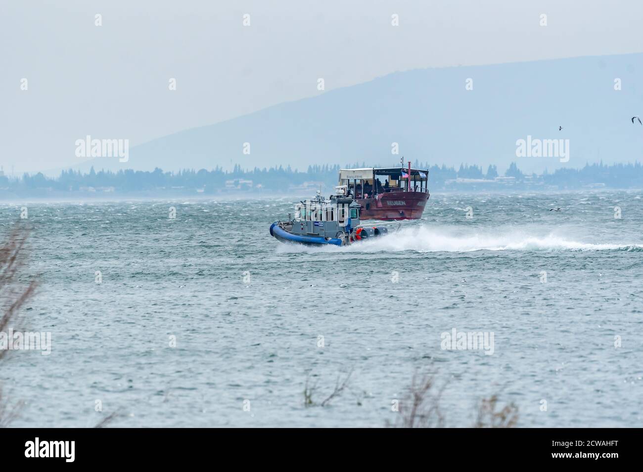 Israelische Polizei Patrouille Boot in Lake Tiberias, (See von Galiläa), Israel Stockfoto