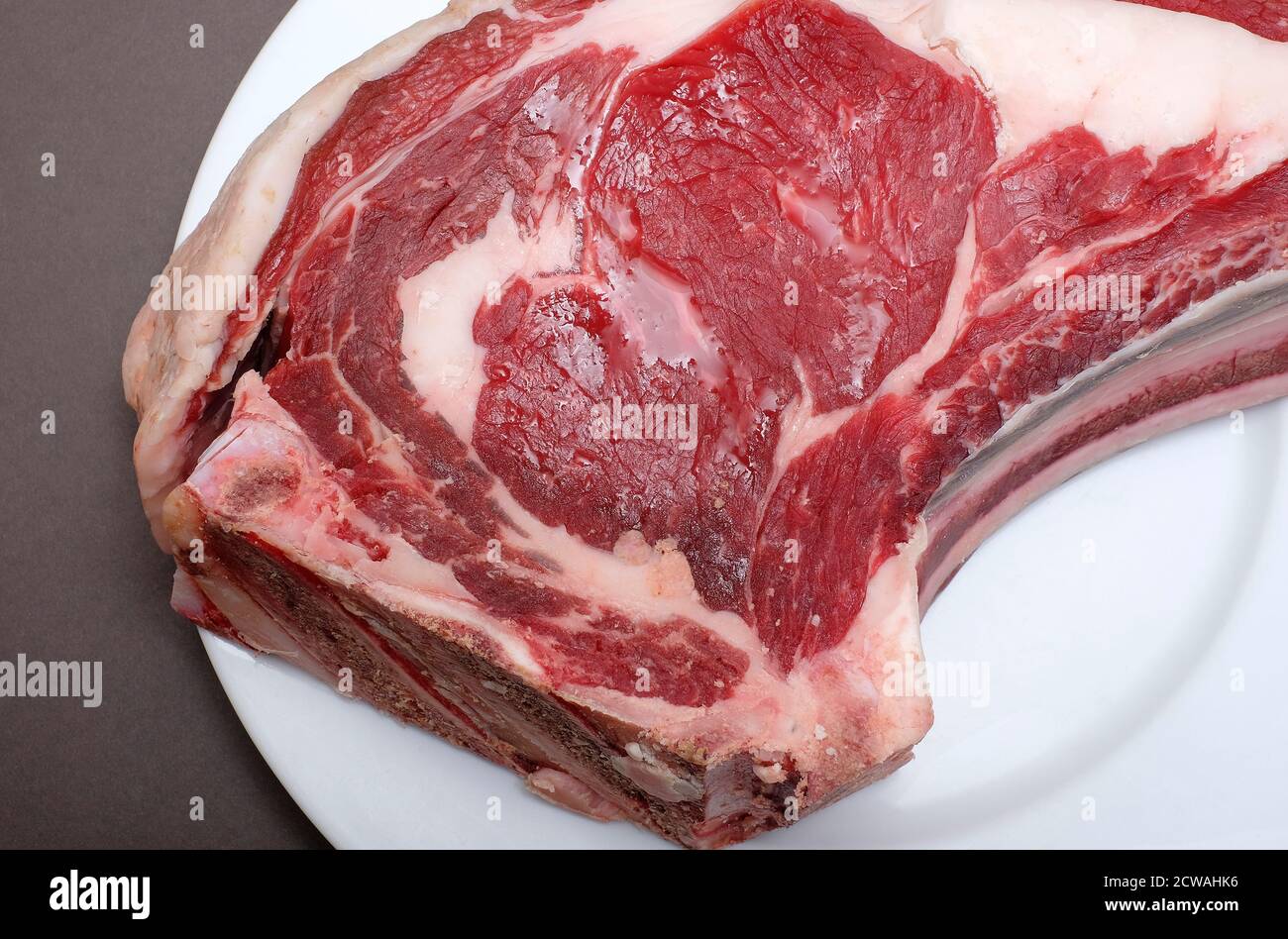 Rotes Fleisch, Rindfleisch Tomahawk Joint, norfolk, england Stockfoto