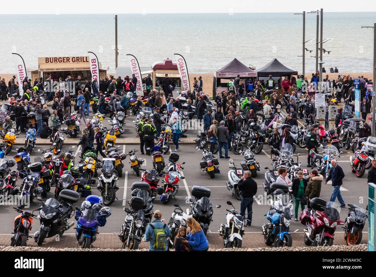 England, East Sussex, Hastings, Hastings Seafront, Motorrad-Rallye Stockfoto