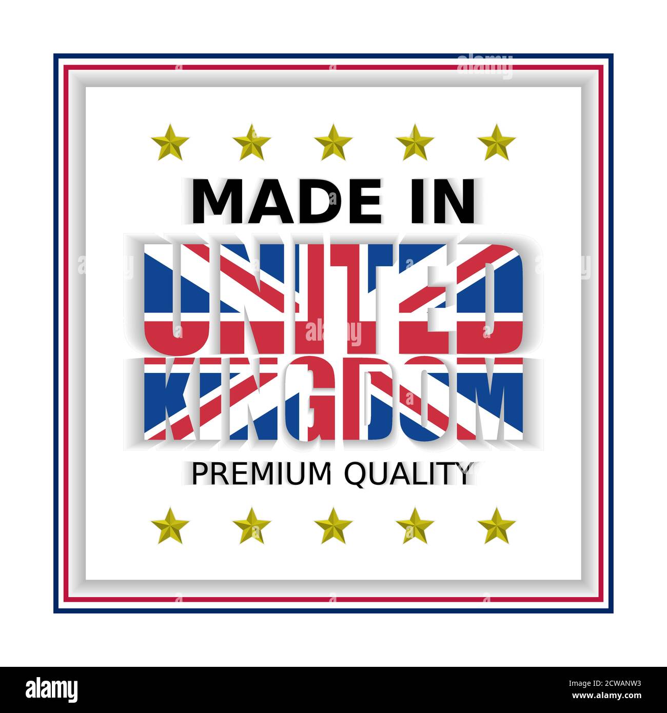 Vektorgrafik, hergestellt in Großbritannien, Premium-Qualität. Perfekt für jeden Einsatz. Stock Vektor