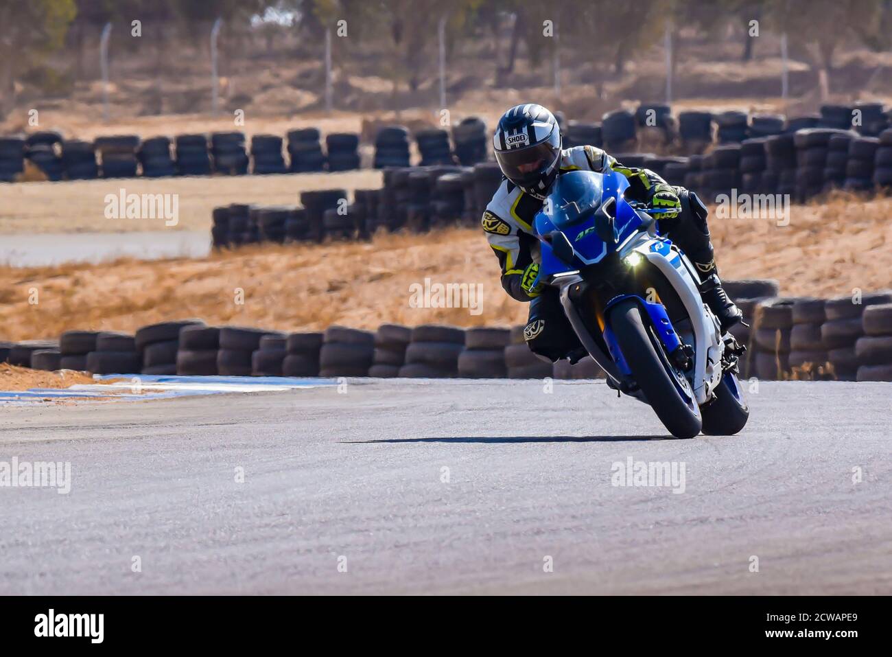 Motorrad-Rennen im Kreis. Fotografiert in Israel Stockfoto
