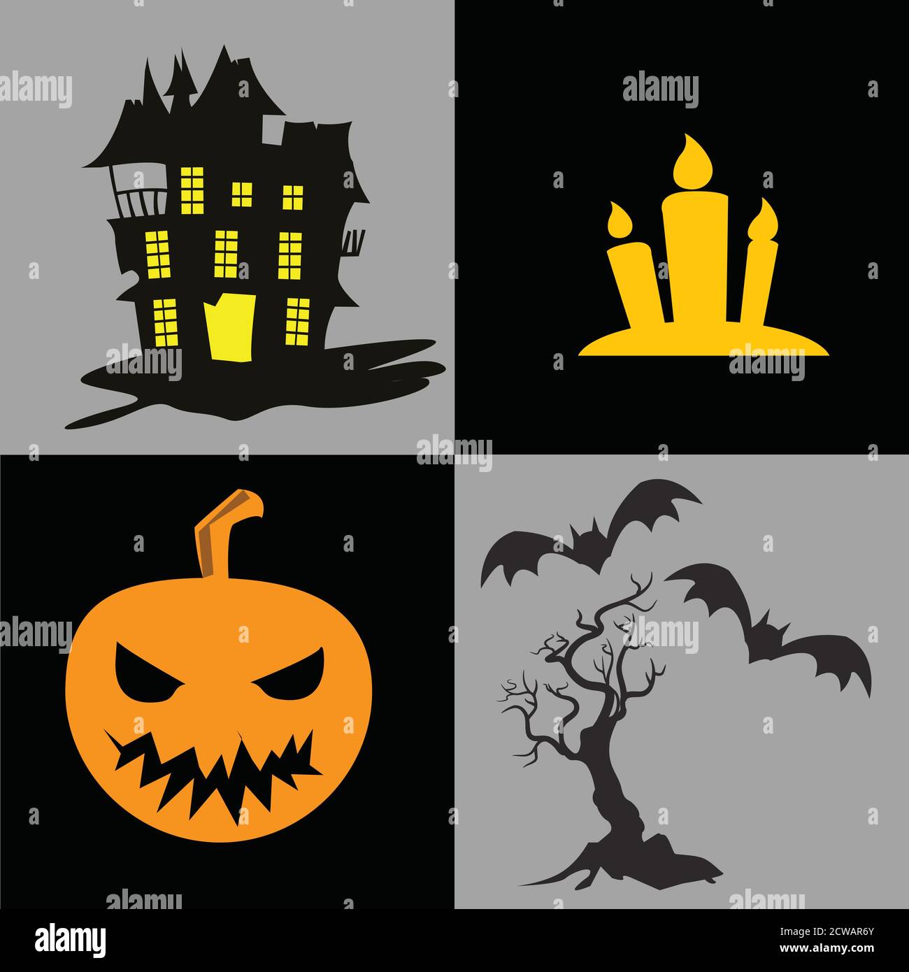 Halloween Icons für Halloween Party Banner und Einladungskarte Stock Vektor