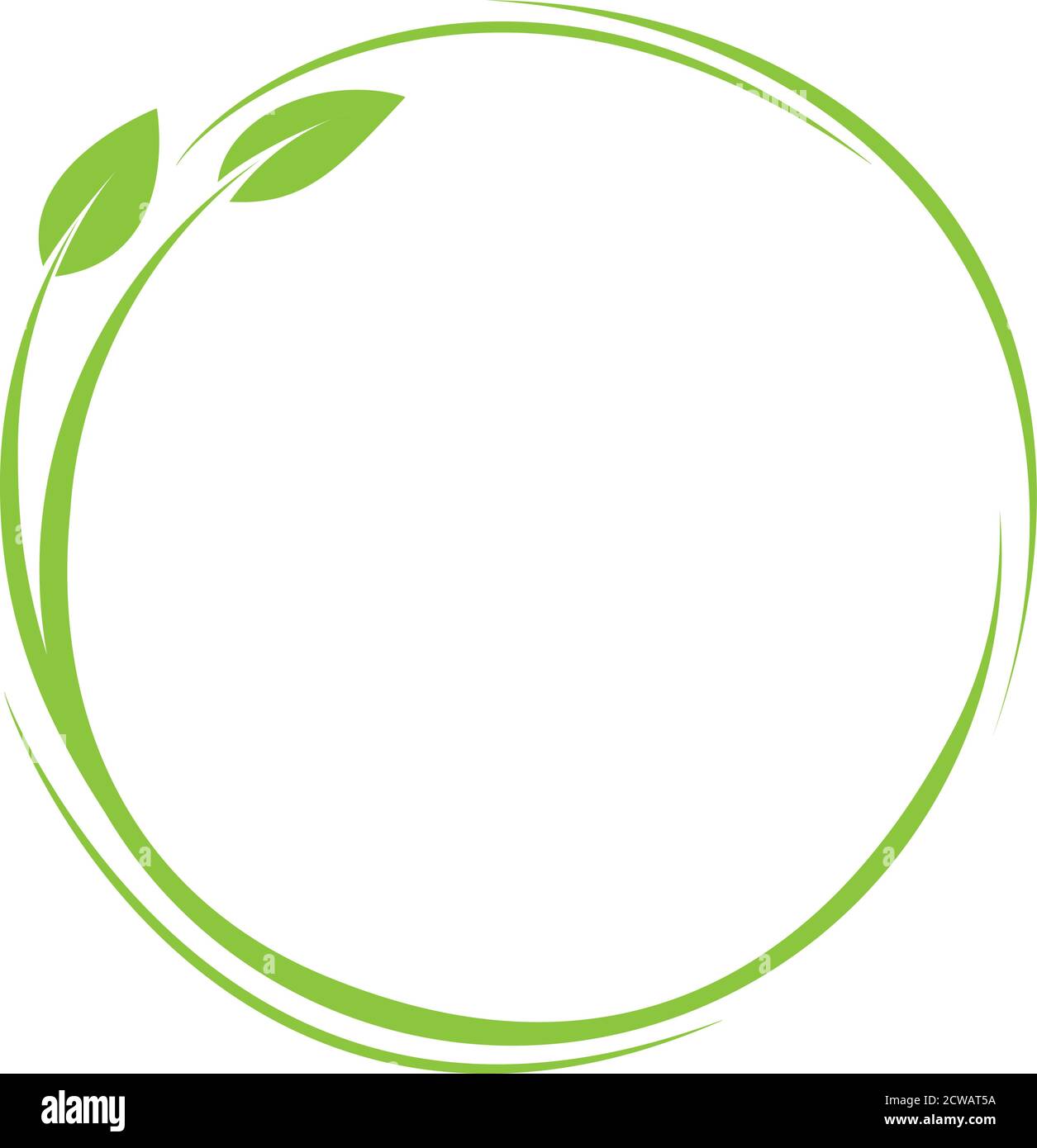 Grüne runde Pflanze und Blätter Symbol, umweltfreundliche Symbol mit Kopierraum in der Mitte Vektor-Illustration Stock Vektor