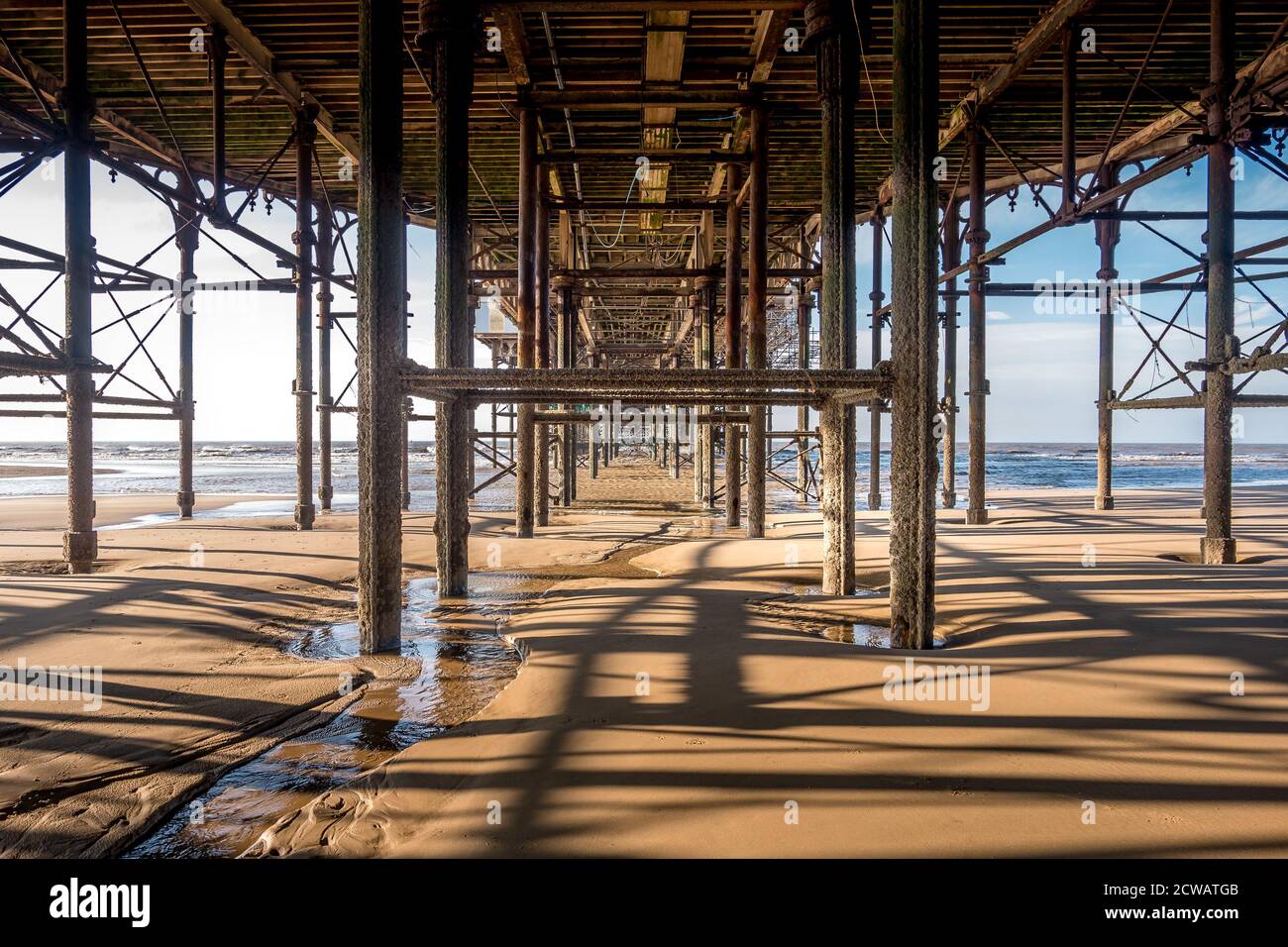Unter Dem Central Pier, Blackpool Stockfoto