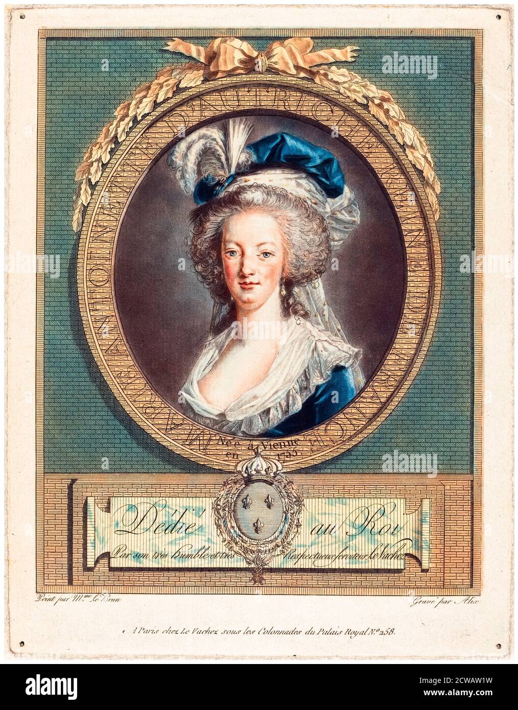 Marie Antoinette (1755-1793) Königin von Frankreich, Porträtdruck von Pierre Michel Alix, um 1789 Stockfoto