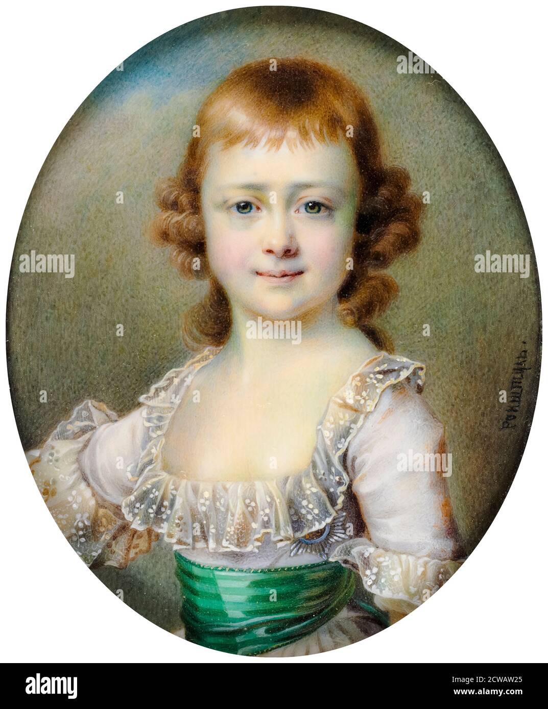 Großherzogin Catherine Pavlovna von Russland (1788-1819), spätere Königin von Württemberg, Porträtminiatur von Alois Gustav Rockstuhl, um 1860 Stockfoto