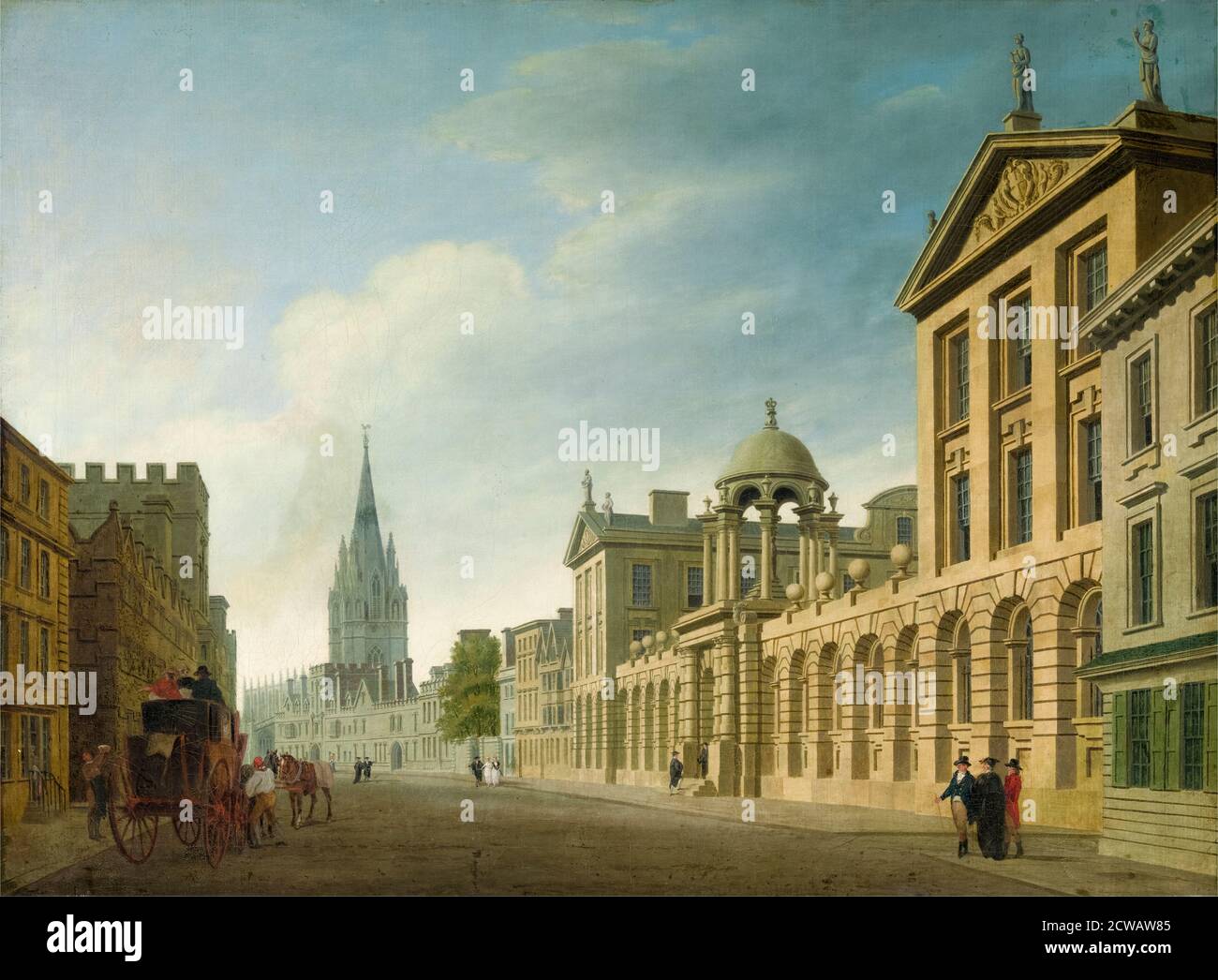 High Street, Oxford, England, Landschaftsmalerei von Thomas Malton der Jüngere, 1798-1799 Stockfoto