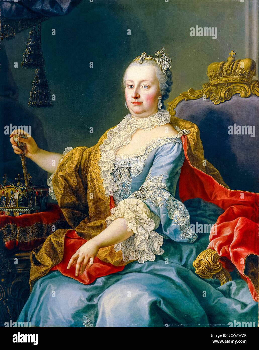 Maria Theresia (1717-1780), Erzherzogin von Österreich, Königin von Ungarn und Böhmen, Heilige Römische Kaiserin, Porträtmalerei von Martin van Meytens, 1759 Stockfoto