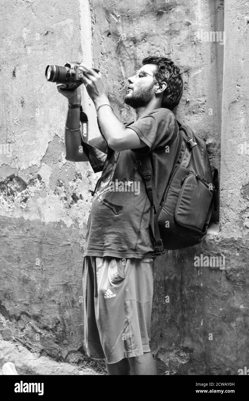 Ein Porträt des Fotografen, der chandani chowk, Alt-delhi, indien Stockfoto