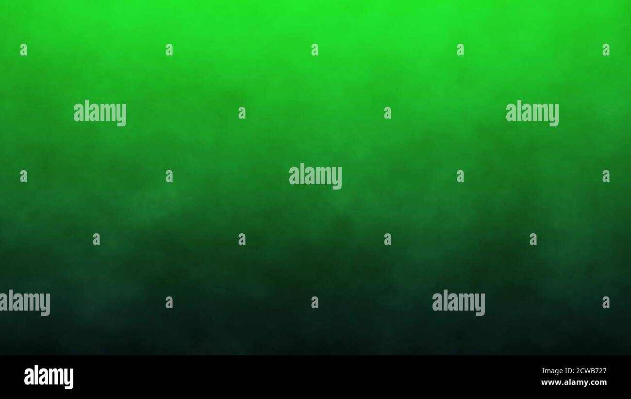 Dunkler Rauch auf grünem Bildschirmhintergrund, Chroma-Taste Stockfoto