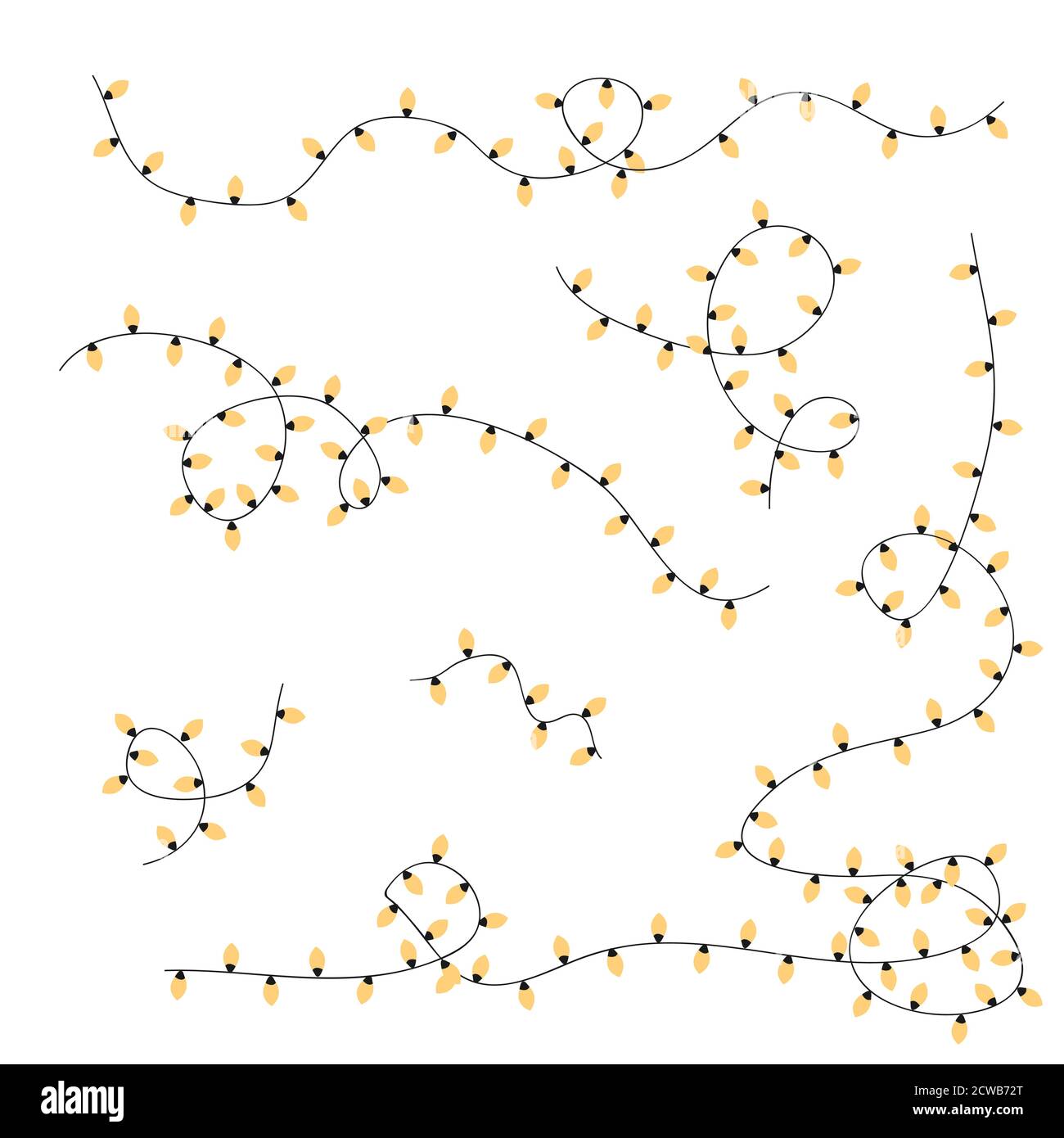 Weihnachtsbeleuchtung String-Set in schlichtem Stil. Vektorgrafik Stock Vektor