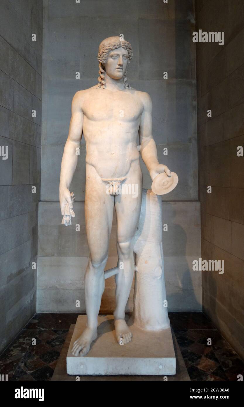 Marmorstatue des Apollo im 'Kassel Apollo' Stil. Stockfoto