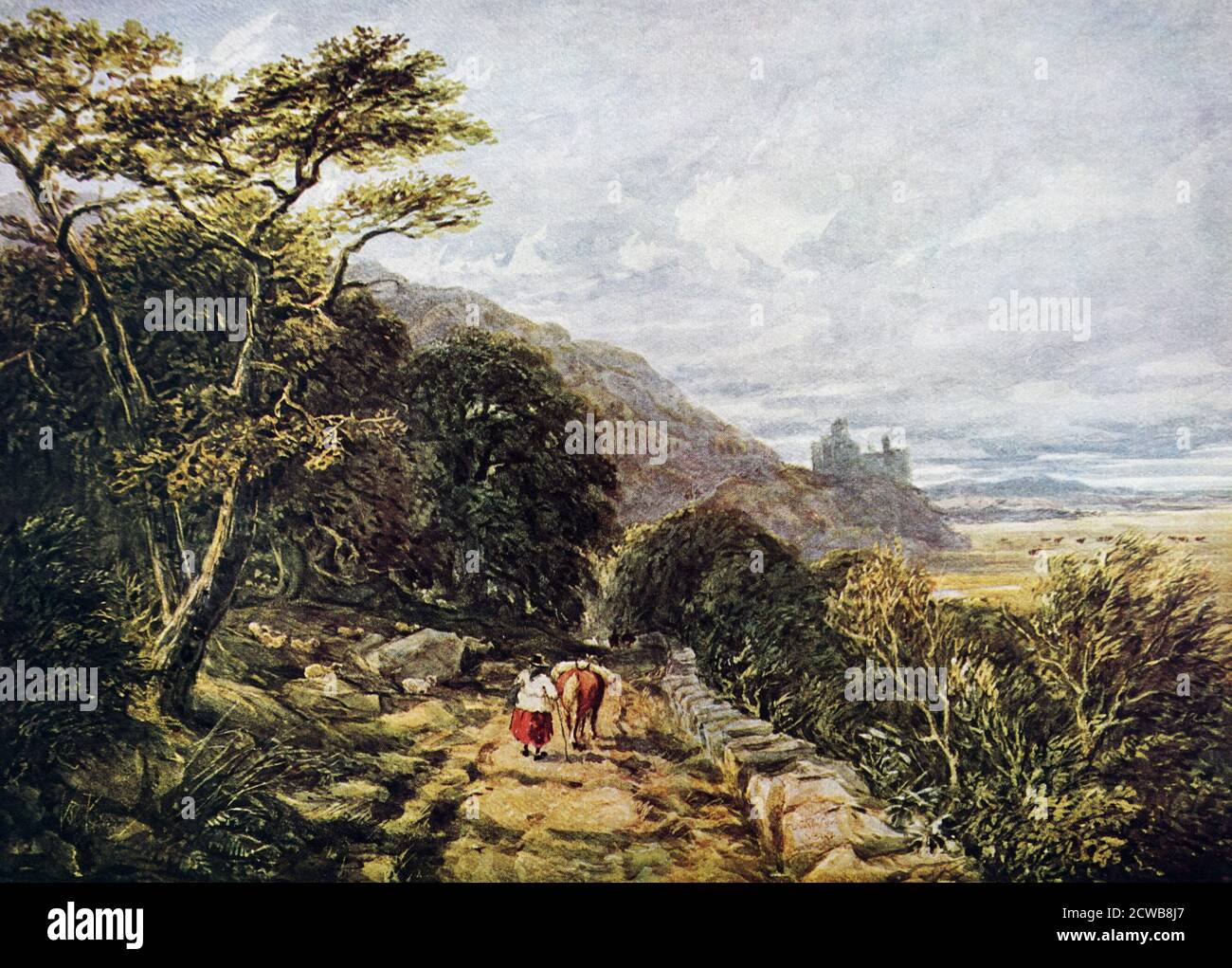 Gemälde mit dem Titel 'Harlech Castle' von David Cox. David Cox (1783-1859), ein englischer Landschaftsmaler, Stockfoto