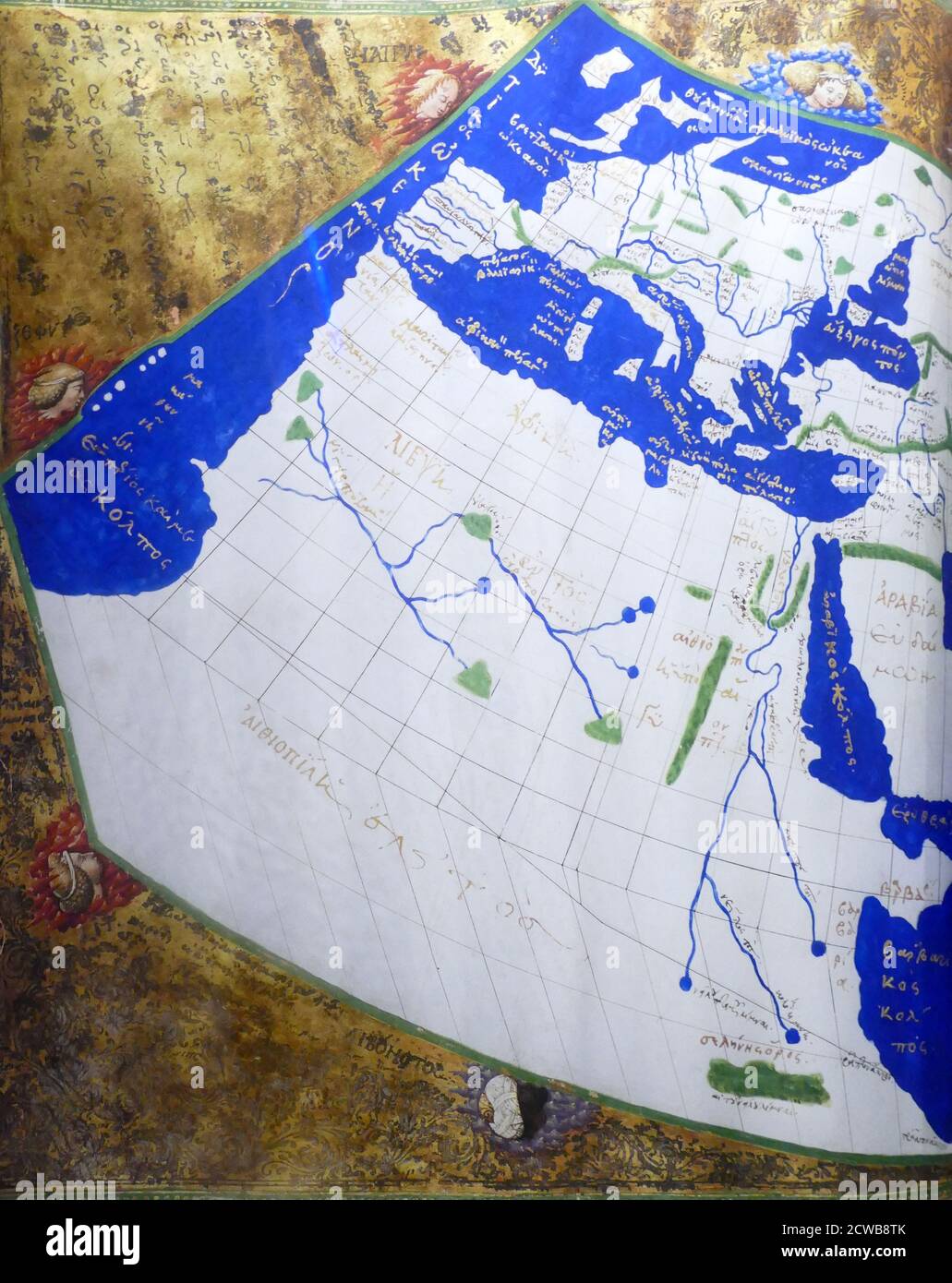 Die ptolemäus Welt Karte ist eine Karte der Welt zu Hellenistischen Gesellschaft im 2. Jahrhundert bekannt. Es liegt auf der Beschreibung von Ptolemäus buch Geographie enthaltenen, schriftliche C. 150. Basierend auf einer Inschrift in einigen der frühesten erhaltenen Handschriften, es ist traditionell zu Agathodemon von Alexandria gutgeschrieben. Stockfoto
