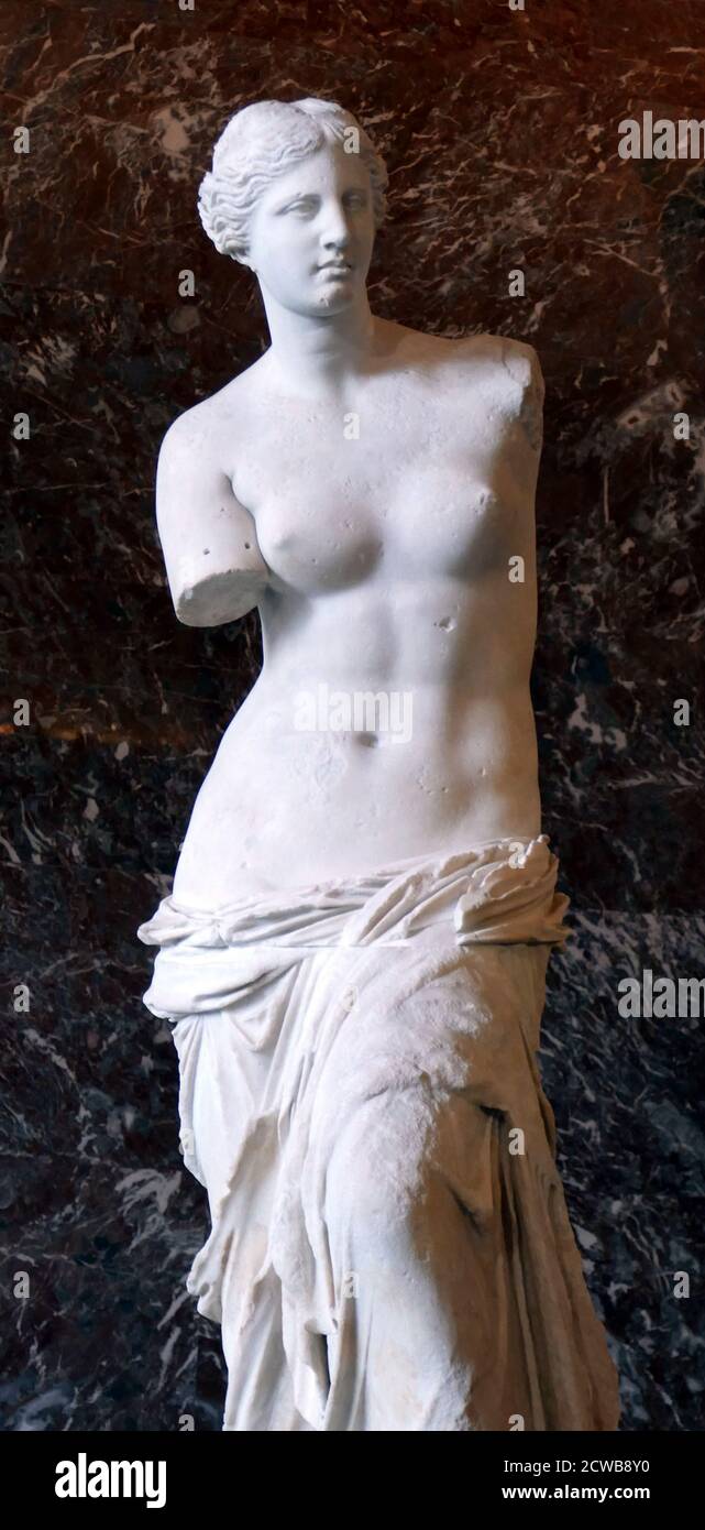 Marmorskulptur von Alexandros von Antiochia, bekannt als Venus de Milo. Alexandros von Antiochia ein griechischer Bildhauer des hellenistischen Zeitalters Stockfoto