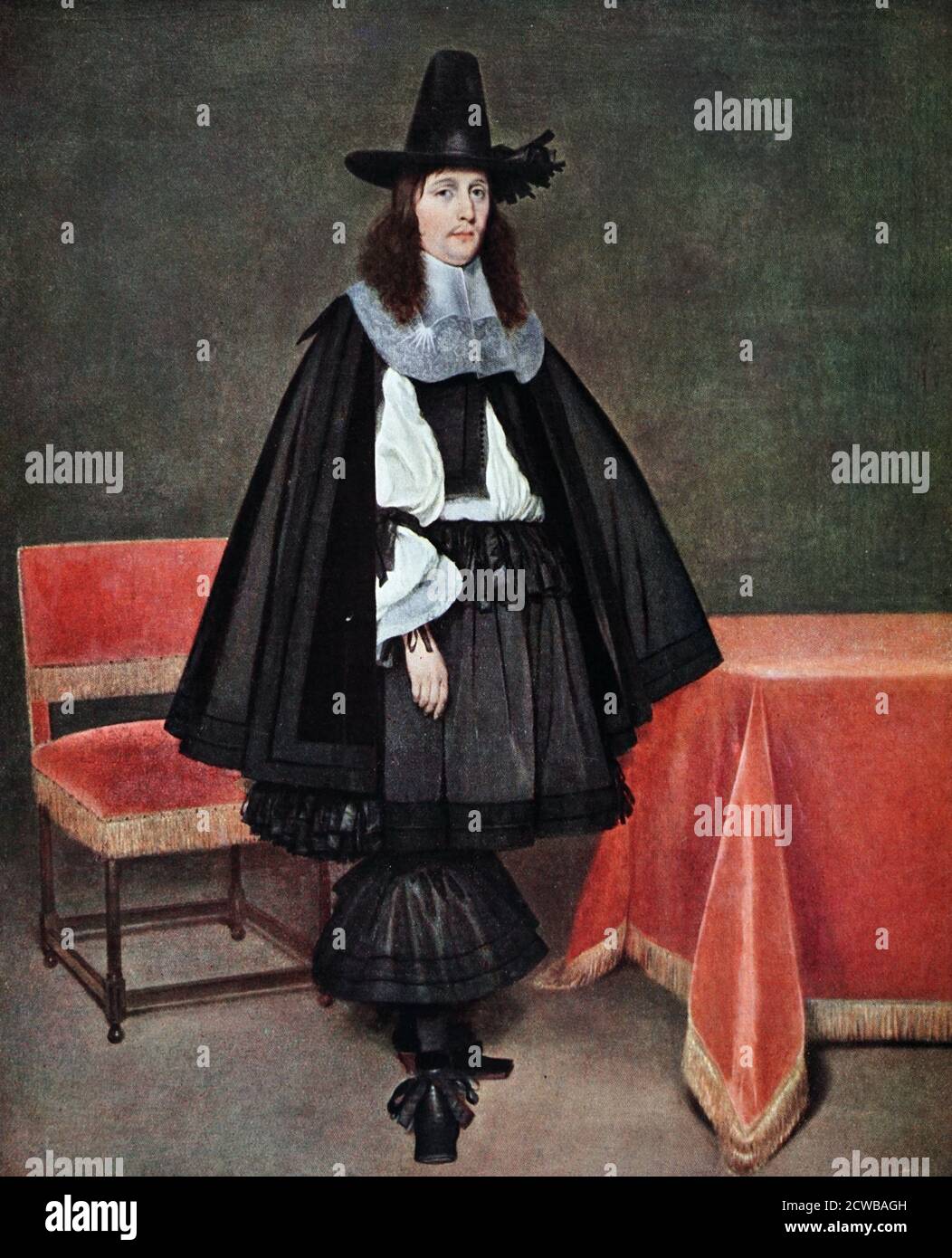 Porträt eines jungen Gentleman von Gerard ter Borch (1617 - 1681), auch bekannt als Gerard Terburg; einflussreicher und wegweisender niederländischer Genremaler, der im Goldenen Zeitalter der Niederlande lebte Stockfoto