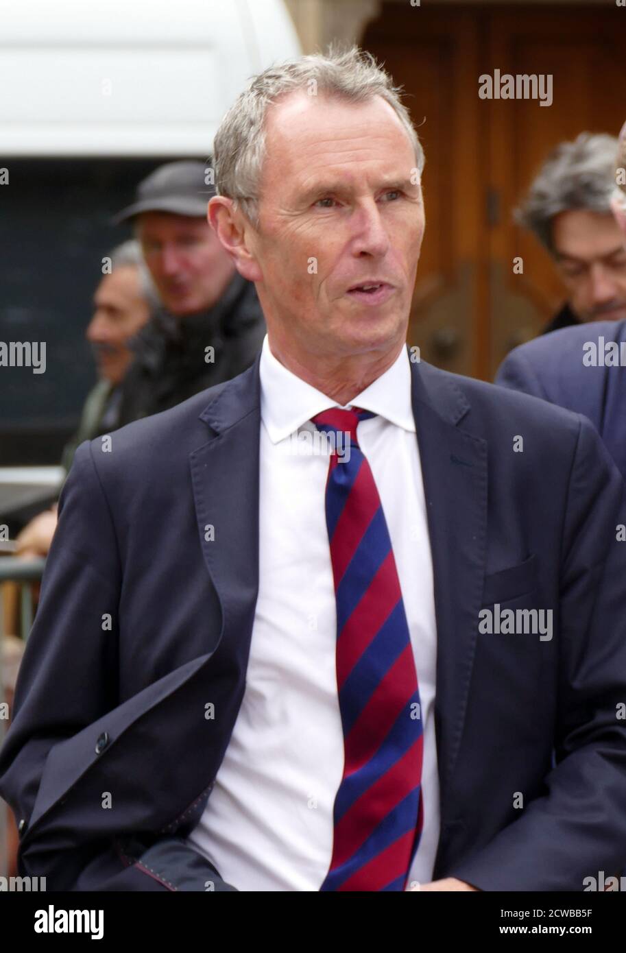 Nigel Evans (geb. 1957), Politiker der britischen Konservativen Partei, der seit 2017 als Joint Executive Secretary des 1922 Committee tätig ist. Mitglied des Parlaments für das Ribble Valley in Lancashire seit 1992. Er ist ein starker Kritiker der Europäischen Union und unterstützte den Brexit beim EU-Referendum 2016. Stockfoto