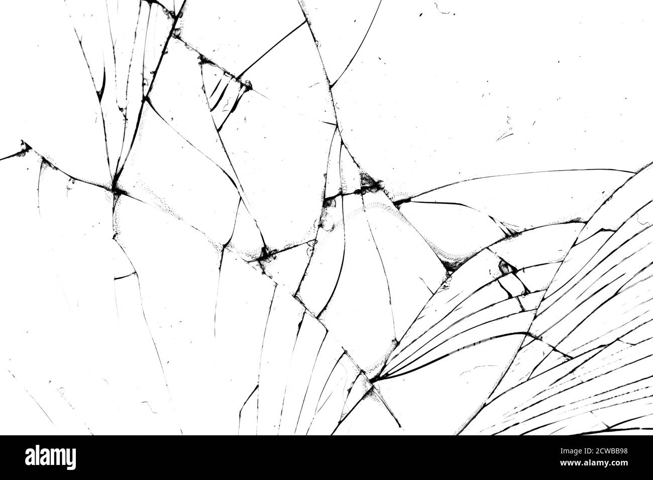 Glas in Rissen auf schwarzem Hintergrund. Stockfoto