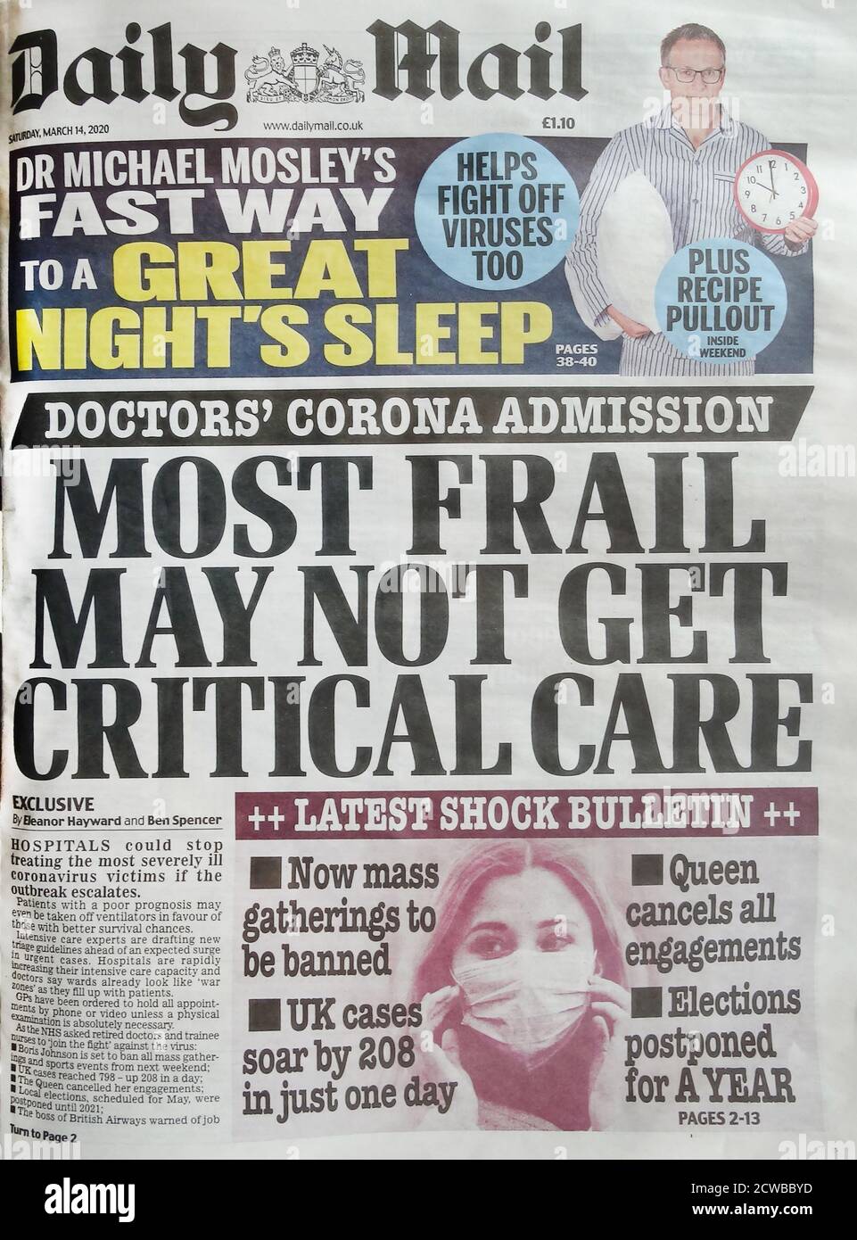 images Daily Mail Newspaper Front Pages https www alamy de titelseite der tageszeitung daily mail am 14 marz 2020 wahrend der pandemie covid 19 image377034993 html