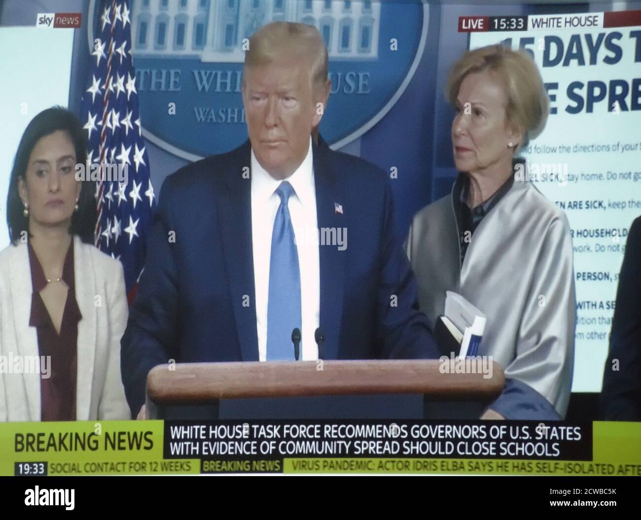 Präsident Donald Trump, Pressekonferenz, während der Corona Virus Pandemie. März 2020 Stockfoto