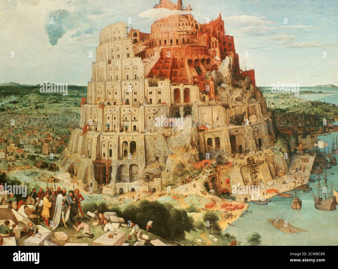 Pieter Bruegel der Ältere Gemälde mit dem Titel 'Turm zu Babel', 1563. Der Turm wurde von einer vereinten Menschheit in einem Versuch, den Himmel zu erreichen gebaut. Teil der Sammlung des Kunsthistorischen Museums, Wien, Österreich. Stockfoto
