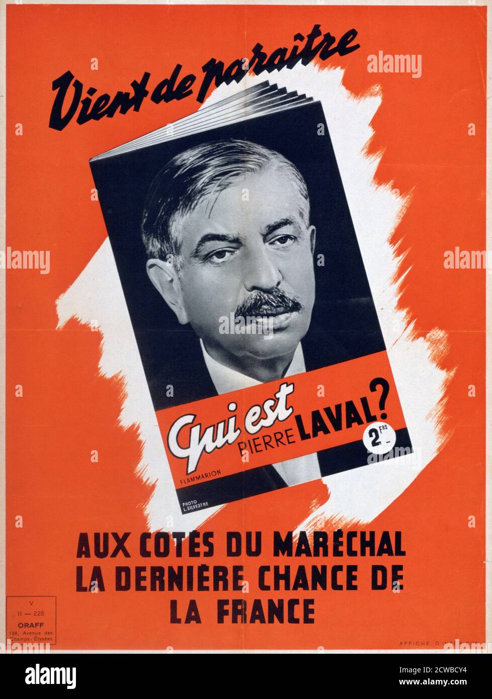 Wer ist Pierre Laval?', Vichy französisches Propagandaplakat, 1940-1944. Laval (1883-1945) war ein französischer Politiker und diente vier Mal als Premierminister von Frankreich, der letzte unter der kollaborationistischen Vichy-Regierung. Nach der Befreiung Frankreichs wurde er des Hochverrats für schuldig befunden und hingerichtet. Der Künstler ist unbekannt. Stockfoto