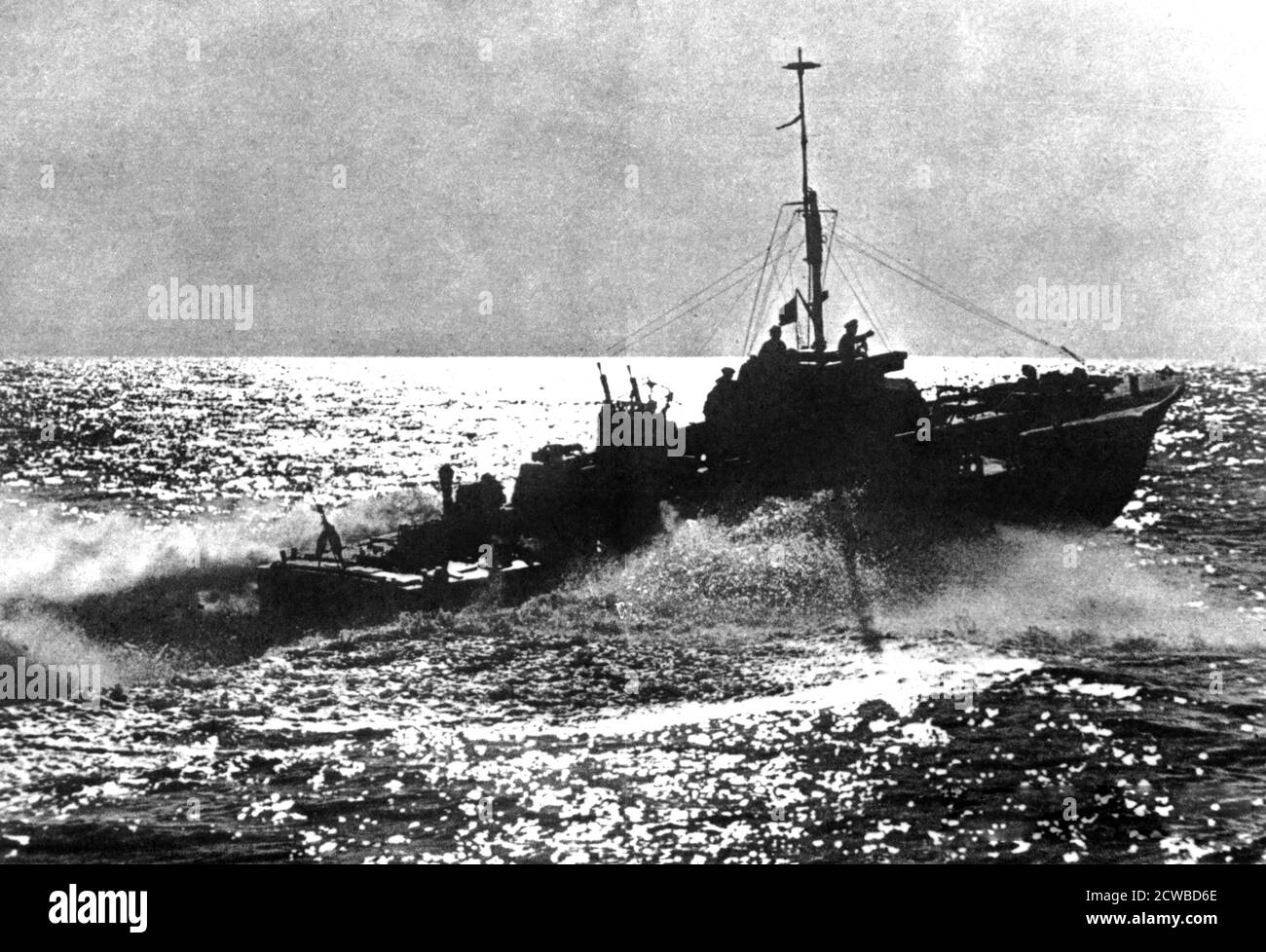 Alliierte Motor Torpedo Boot auf Patrouille vor der französischen Küste, 1944. Der Fotograf ist unbekannt. Stockfoto