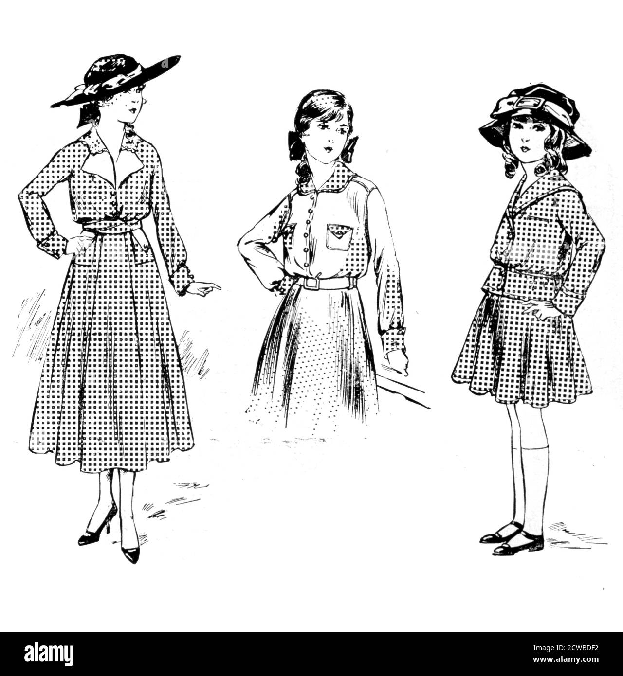 Kleider für junge Mädchen, 1915. Ein Druck aus 'Le Flambeau' (die Fackel), 18. September 1915. Der Künstler ist unbekannt. Stockfoto