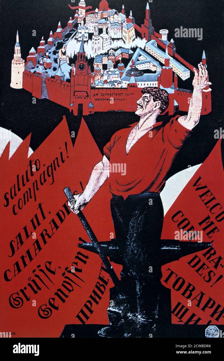 Es lebe die Jugend Internationale', 1921. Künstler: Dmitriy Stachievich Moor. Ein russischer Künstler, der für seine Propagandaplakate bekannt ist. Stockfoto