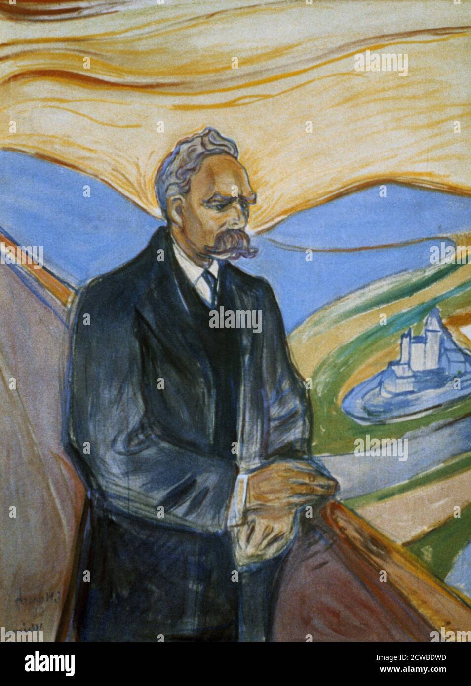 Friedrich Nietzsche', 1906 Künstler: Edvard Munch. Edvard Munch ist ein norwegischer Maler, Expressionist und Drucker. Er spielte eine große Rolle im deutschen Expressionismus. Stockfoto