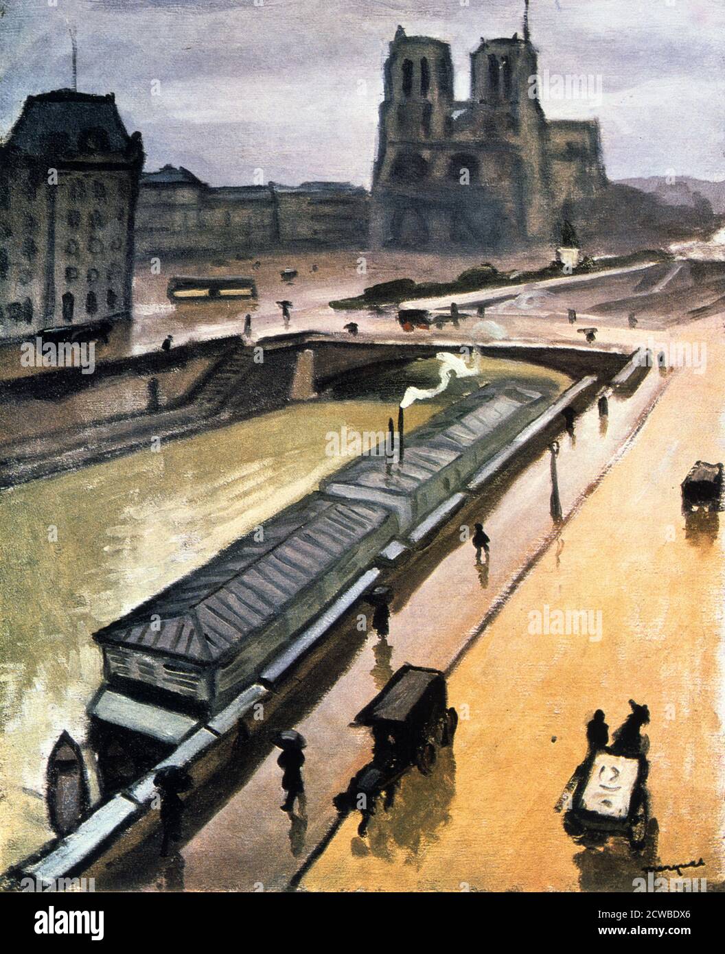 Regentag. Notre Dame de Paris ', 1910 Künstler: Albert Marquet. Albert Marquet (1875-1947) wurde in Bordeaux, Frankreich, geboren. Er war sehr jung und sehr arm, als er nach Paris ging, um an der Schule für Dekorative Künste unter Gustave Moreau zu studieren. Stockfoto