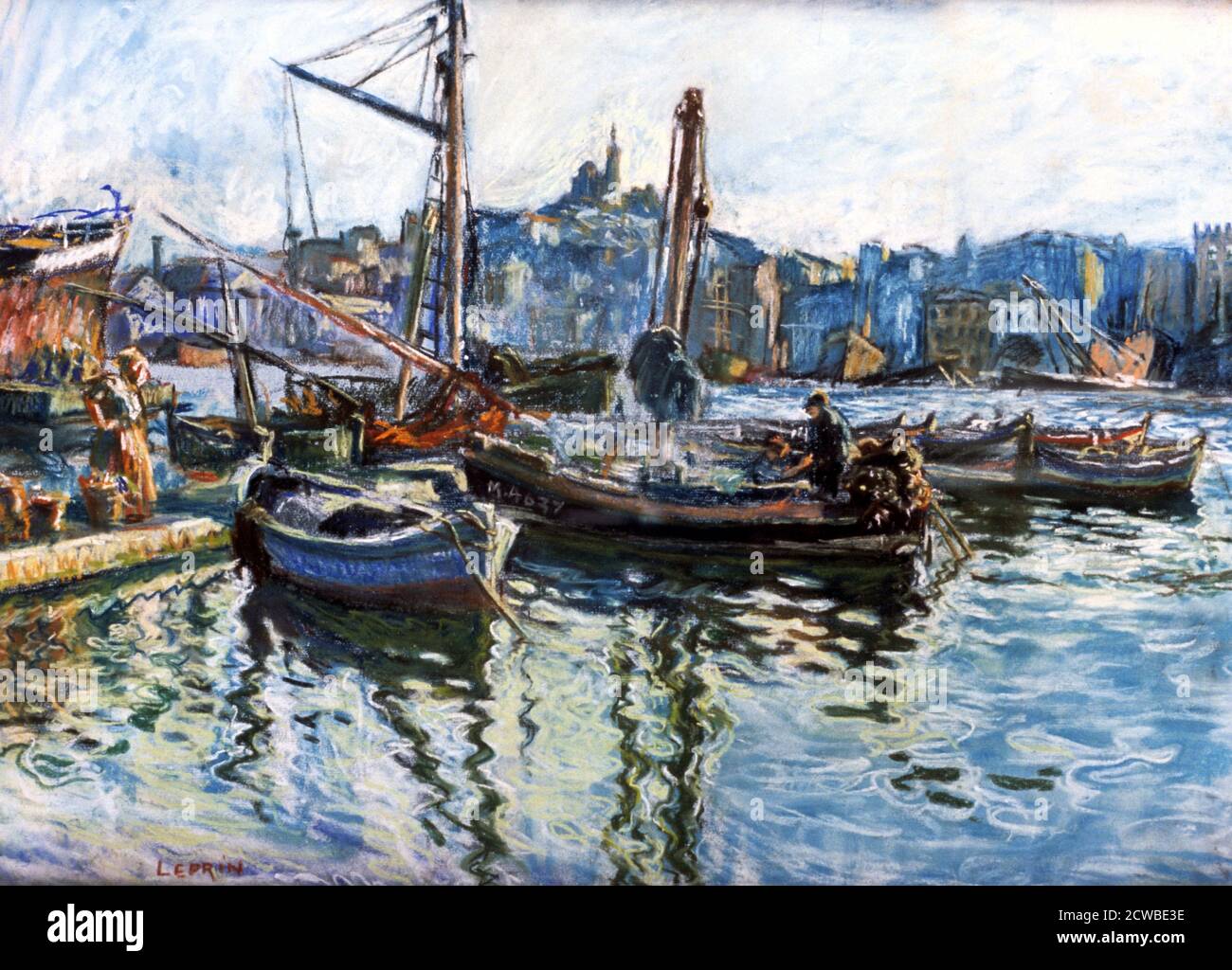 Der Hafen von Marseille', c1920. Künstler: Marcel Leprin. Marcel Francois Leprin (1891-1933) war ein französischer Maler, der Landschaften der französischen Landschaft schuf. Stockfoto