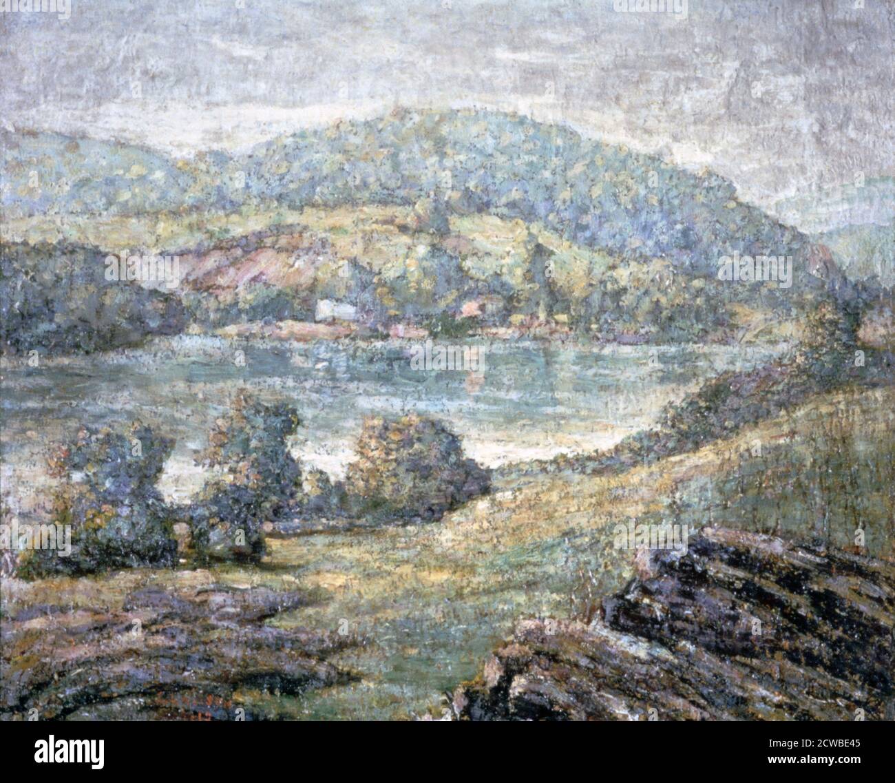 'Morning Light, River Valley, Connecticut', 1919 Künstler: Ernest Lawson. Lawson war einer der acht realistischen Genremaler, die auch Ashcan School genannt wurden. Aber heute ist er besser bekannt für seine impressionistischen Landschaften. Stockfoto