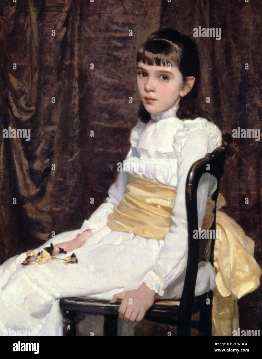 A Little Girl', 1887. Künstler: Cecilia Beaux. Cecilia Beaux (1855-1942) war eine amerikanische Gesellschaft porträtiert, in der Natur von John Singer Sargent. Ihre Porträts haben oft ein Gefühl von psychologischer Unruhe, das durch die ungewöhnliche Platzierung von Figuren in Beziehung zueinander verstärkt wird. Stockfoto