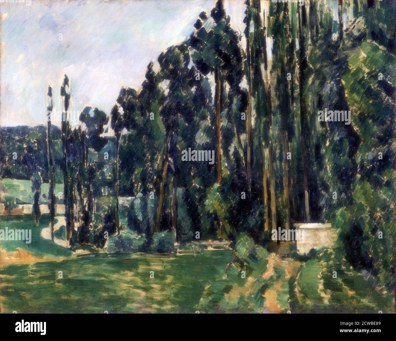 The Poplars', c1879-1882. Künstler: Paul Cezanne. Cezanne (1839-1906) war ein französischer Künstler und Post-Impressionist Maler, dessen Arbeit legte den Grundstein für den Übergang von der 19. Jahrhundert impressionistischen Bewegung zu 20. Jahrhundert Stile wie Kubismus. Stockfoto