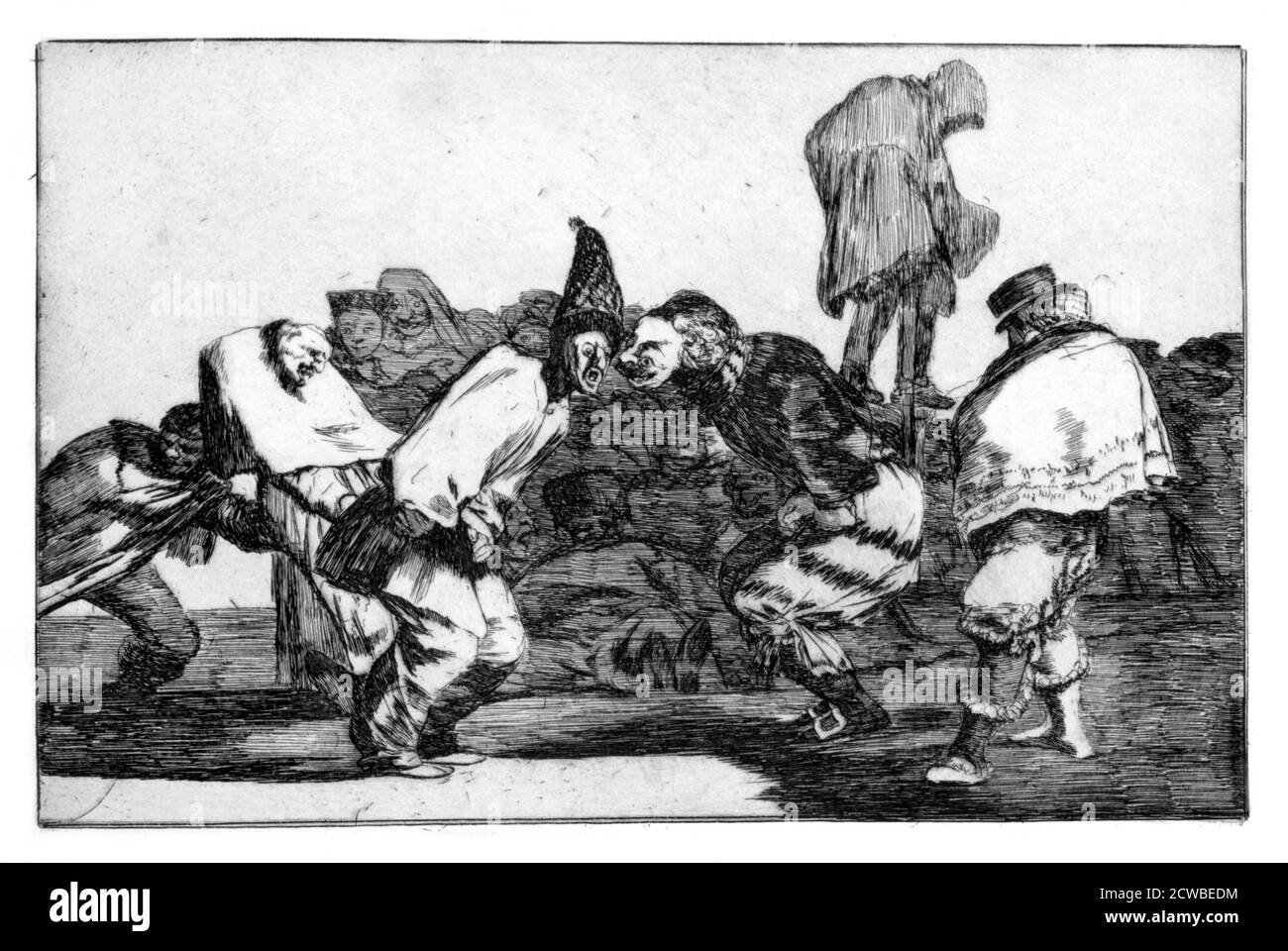 Carnival Fantasy', 1819-1823 Künstler: Francisco Goya. Tafel 14 der 'Sprüche', veröffentlicht 1864. 'Sprichwörter' ist ein Album mit zweiundzwanzig Drucken, das die letzte große Serie von Drucken von Francisco Goya ist. Stockfoto