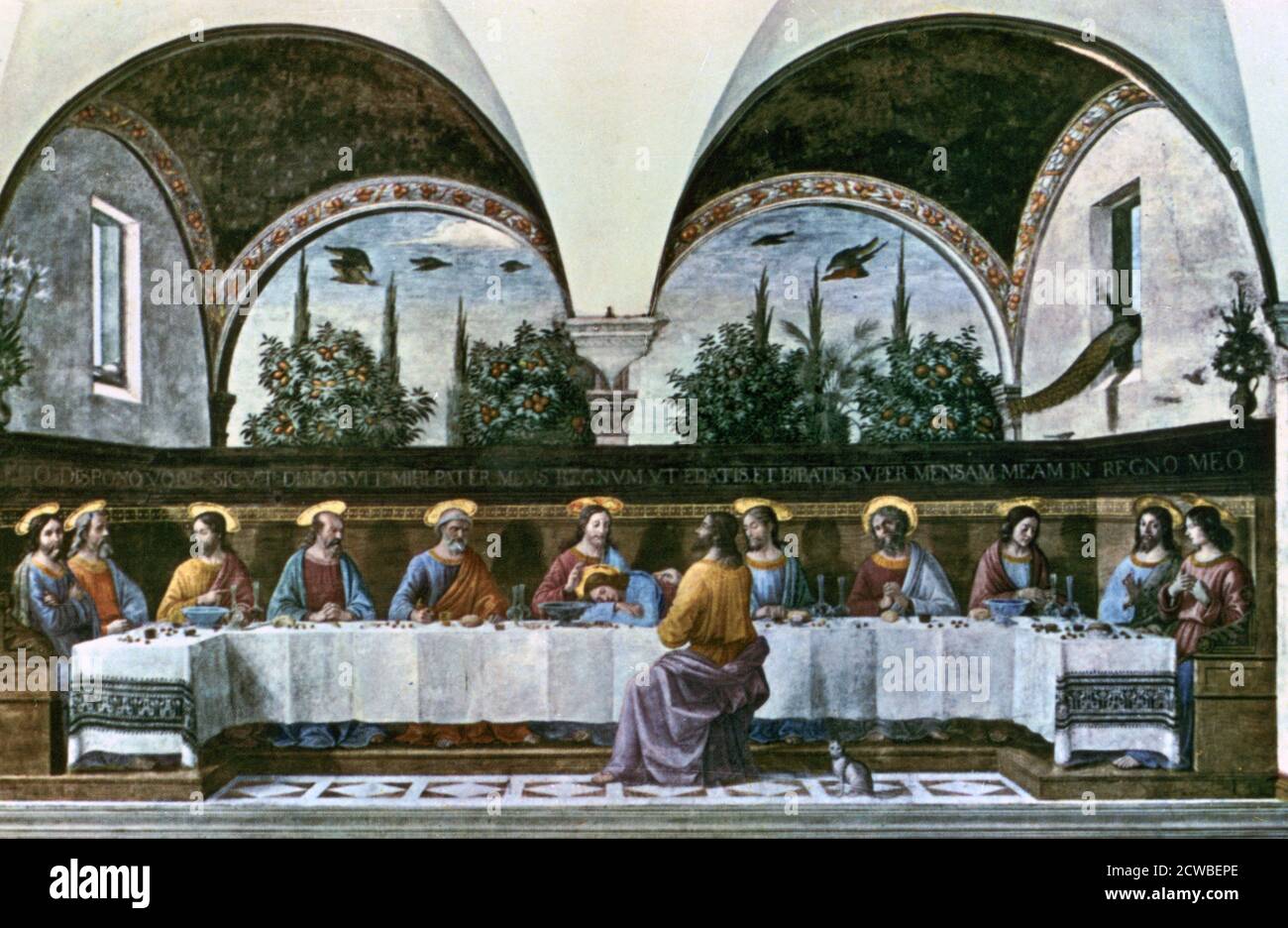 Das Letzte Abendmahl', 1480. Künstler: Domenico Ghirlandaio. Domenico Ghirlandaio (1448-1494) war ein italienischer Renaissance-Maler, geboren in Florenz. Stockfoto