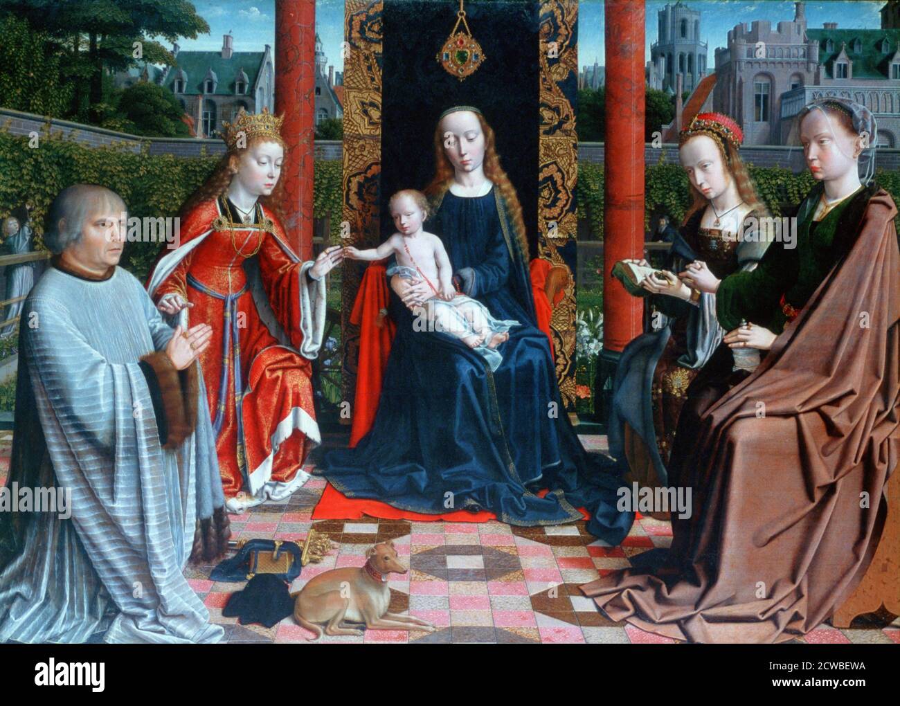 Die mystische Ehe der hl. Katharina, 1505-1510. Künstler: Gerard David. Gerard David (1460-1523) war ein frühniederländischer Maler und Buchmaler. Stockfoto