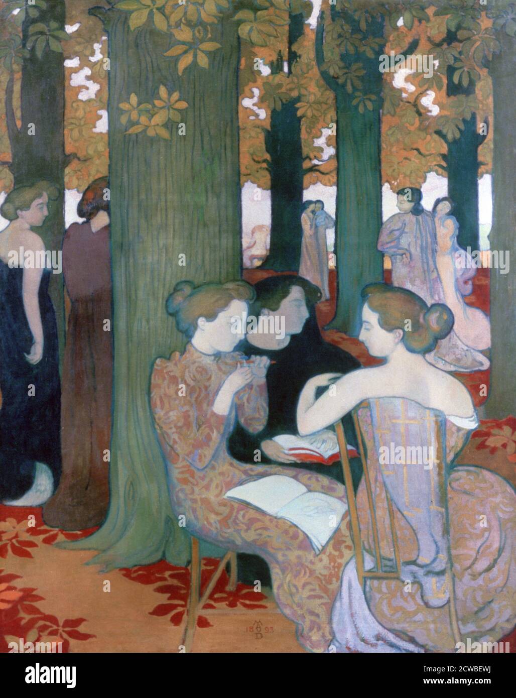 The Muses', 1893. Künstler: Maurice Denis. Denis (1870-1943) war ein französischer Maler, Dekorationskünstler und Schriftsteller, der eine wichtige Figur in der Übergangsperiode zwischen Impressionismus und moderner Kunst war Stockfoto